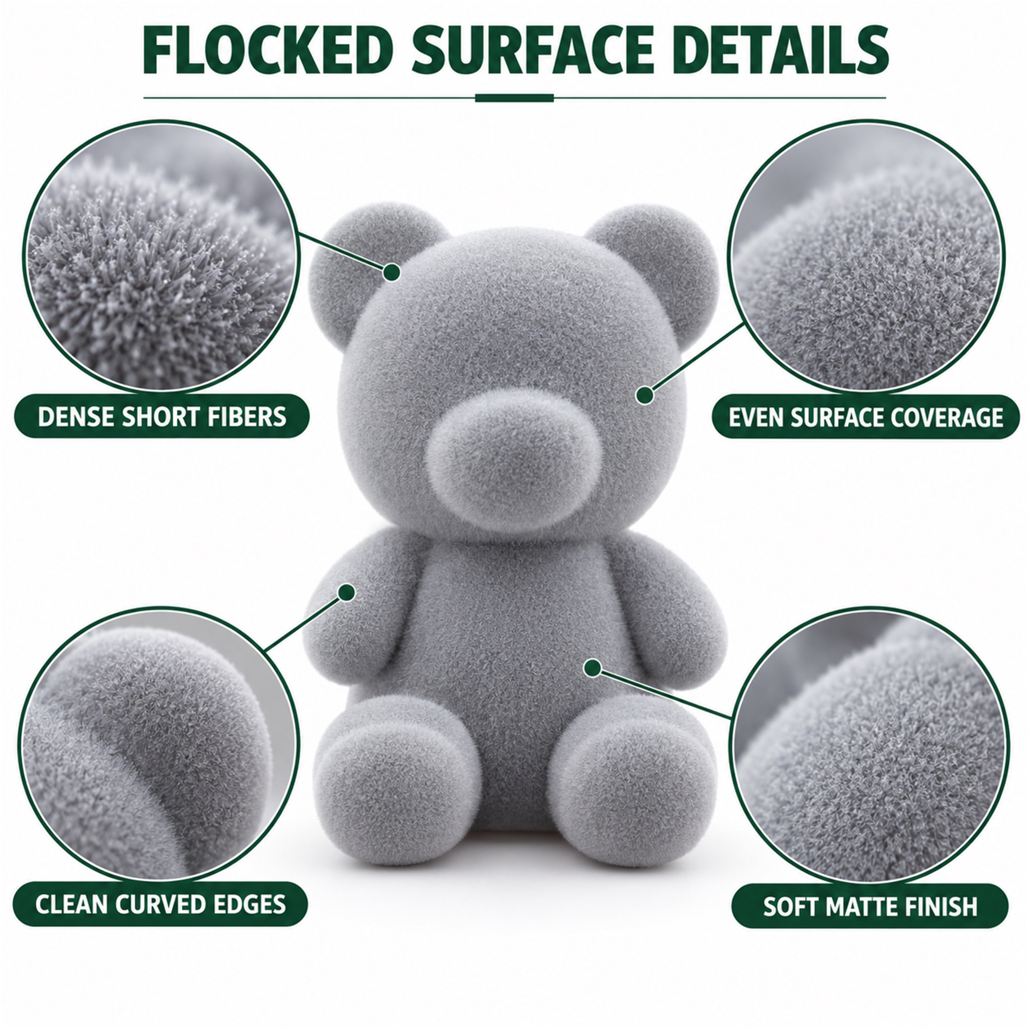 Custom Flocking Processing Service For Resin Crafts And Display Props product construction details