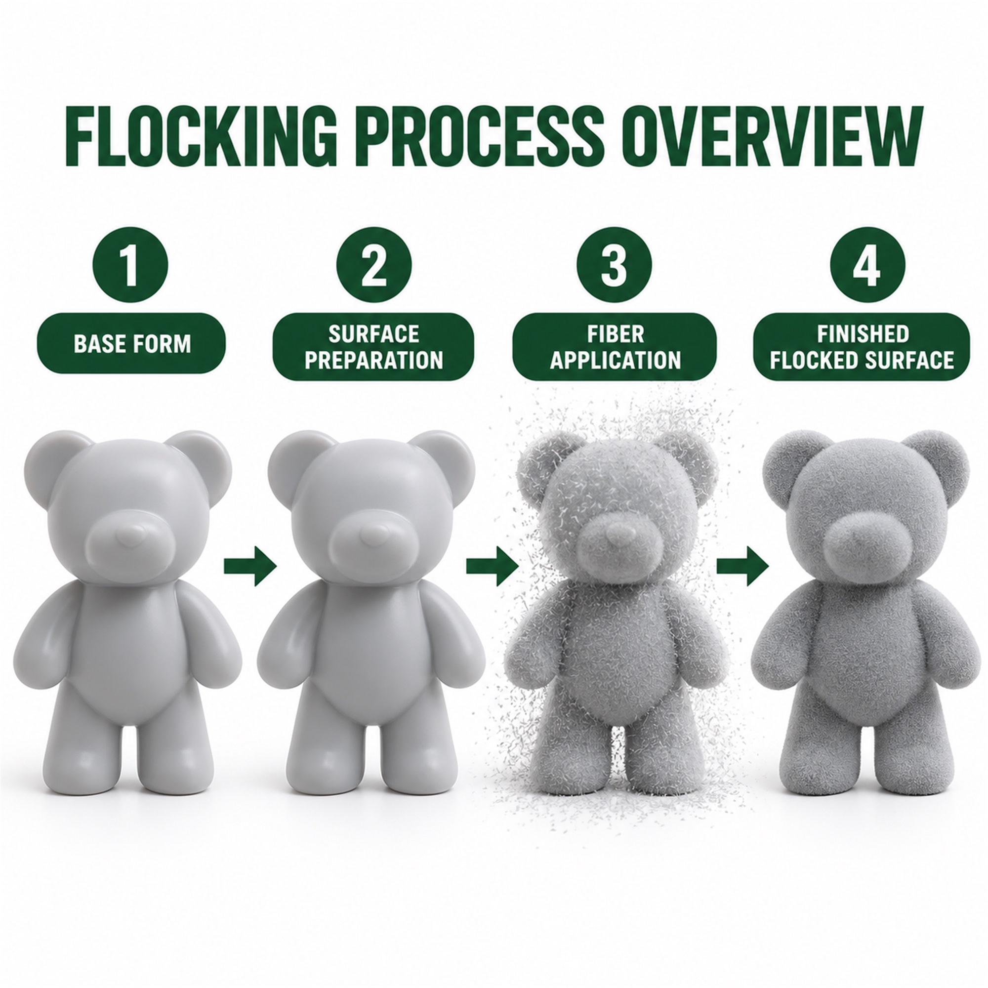 Custom Flocking Processing Service For Resin Crafts And Display Props size and structure