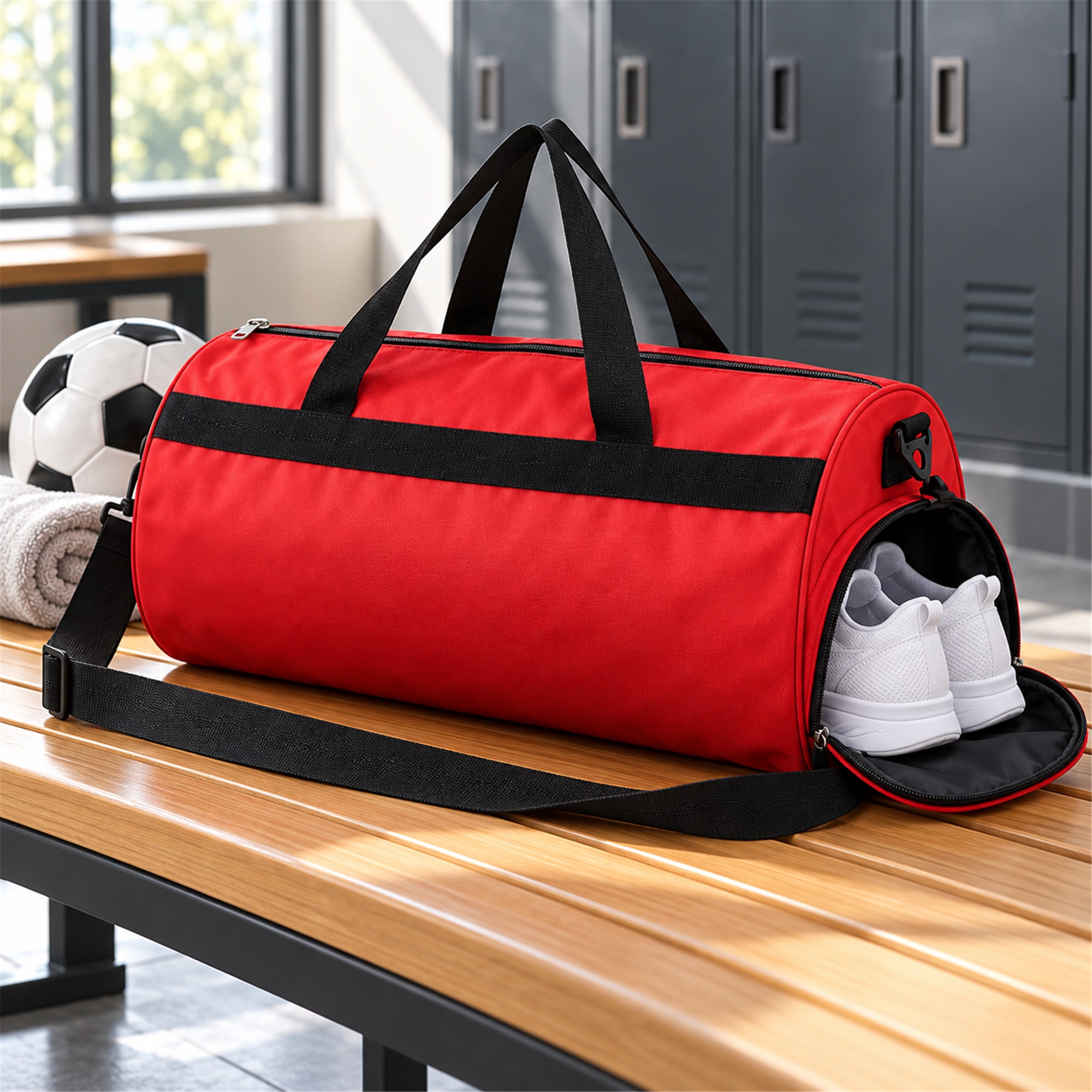 Cylindrical Oxford Sports And Travel Duffel Bag lifestyle application