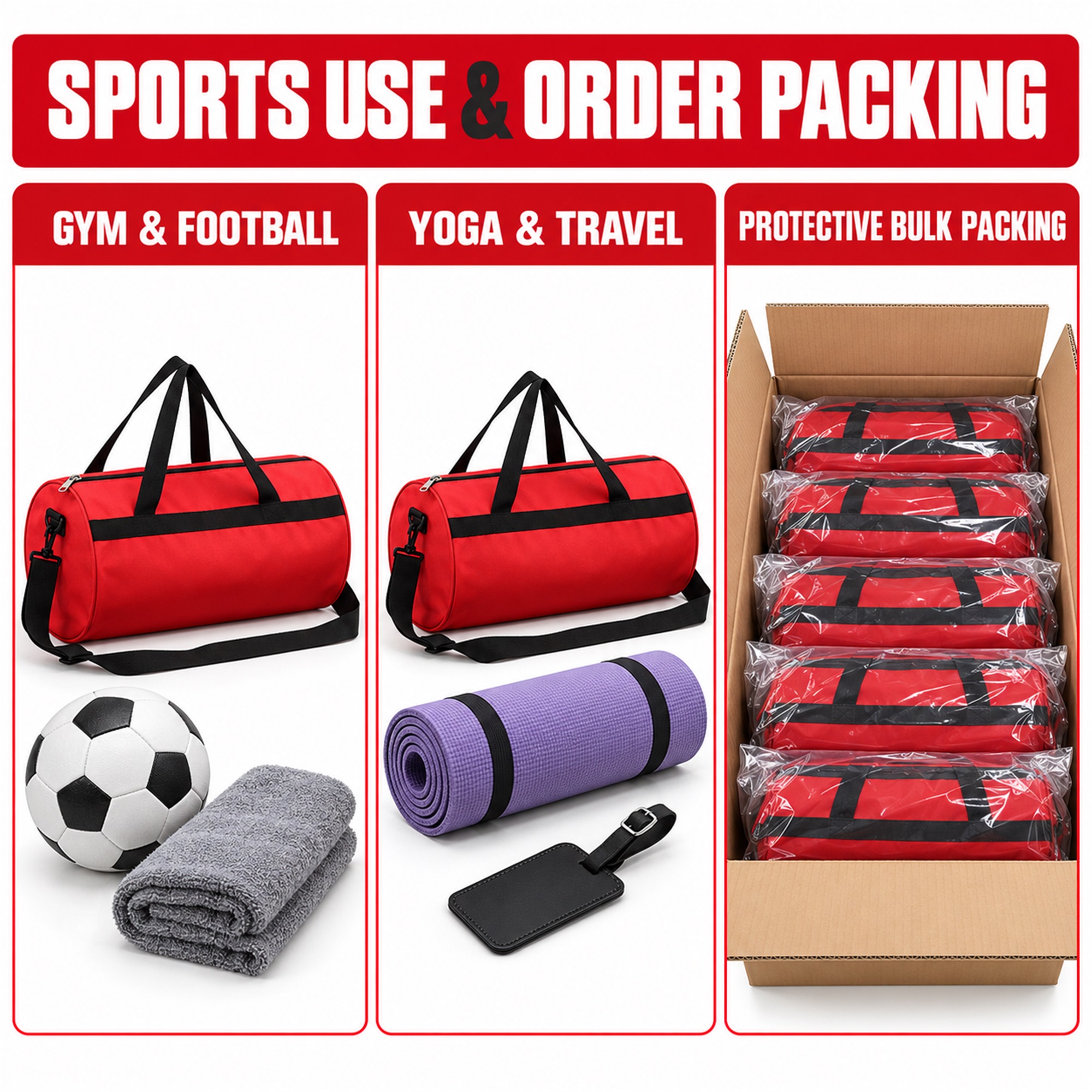 Cylindrical Oxford Sports And Travel Duffel Bag additional product views