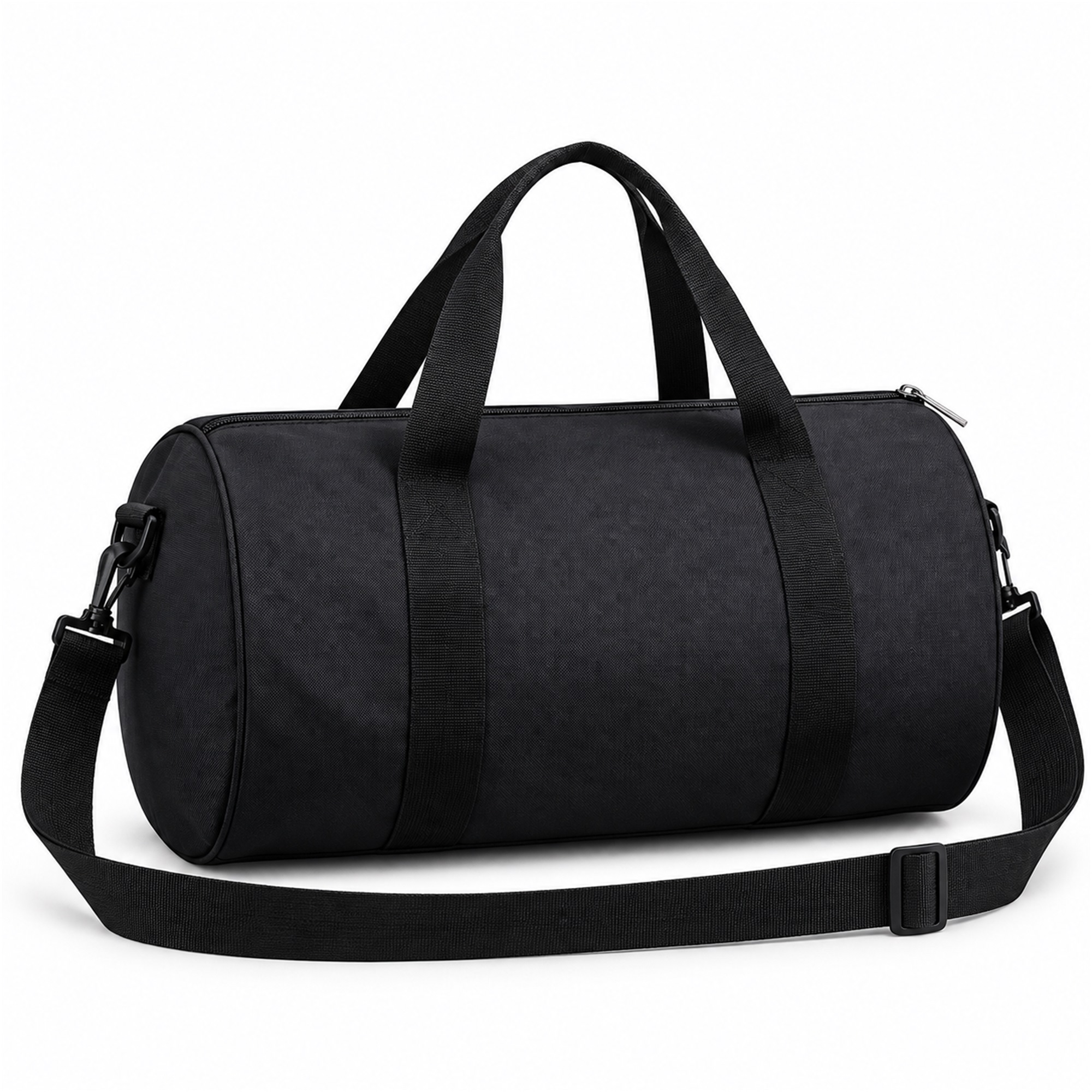 Custom Cylindrical Oxford Gym And Travel Duffel Bag front product view
