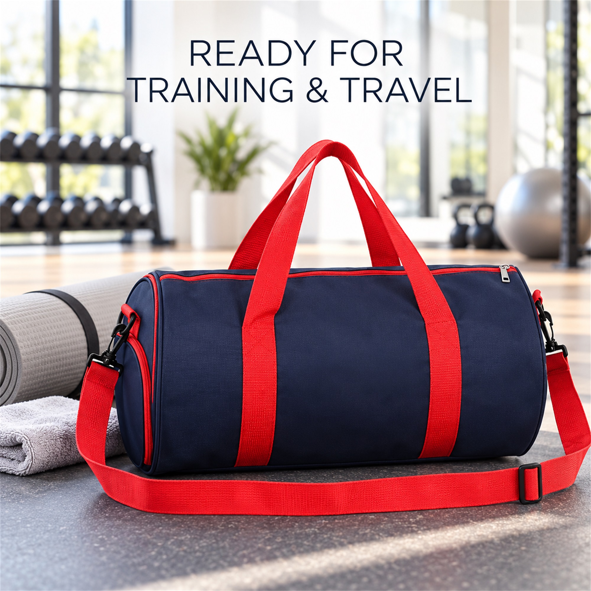 Custom Cylindrical Oxford Gym And Travel Duffel Bag lifestyle application