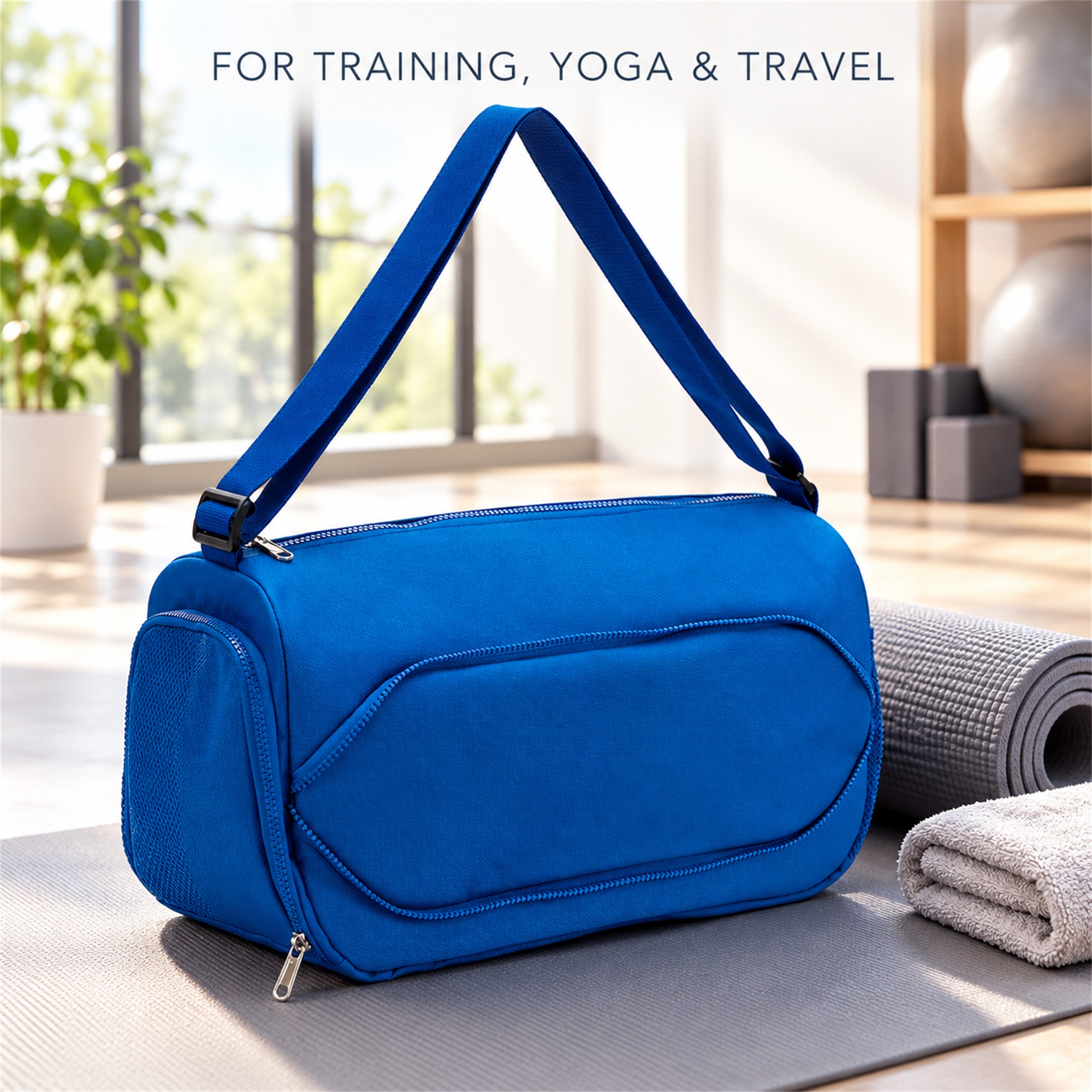 Custom Rectangular Oxford Training And Yoga Shoulder Bag lifestyle application