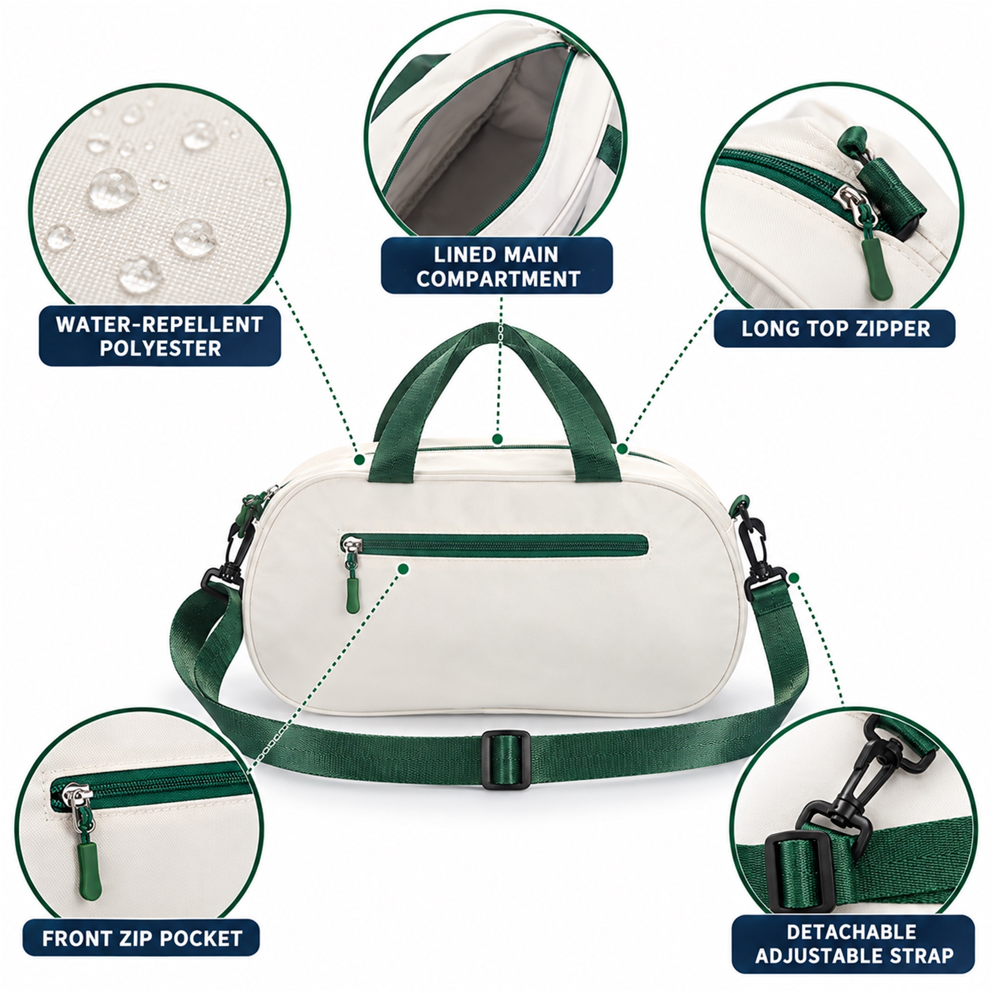 Custom Compact Polyester Dance And Leisure Sports Shoulder Bag product construction details