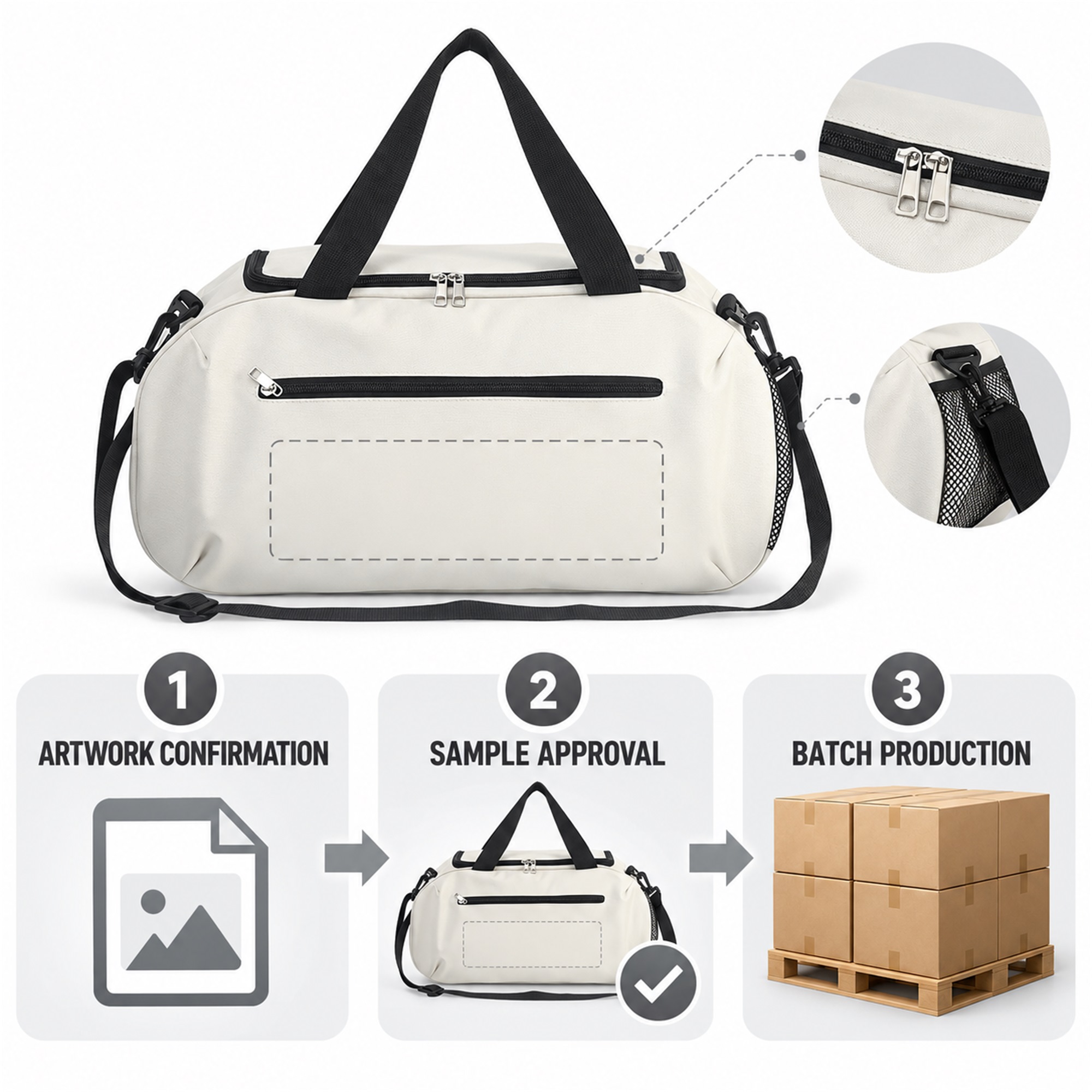 Custom Large 600D High-Elastic Oxford Gym And Travel Duffel custom logo option