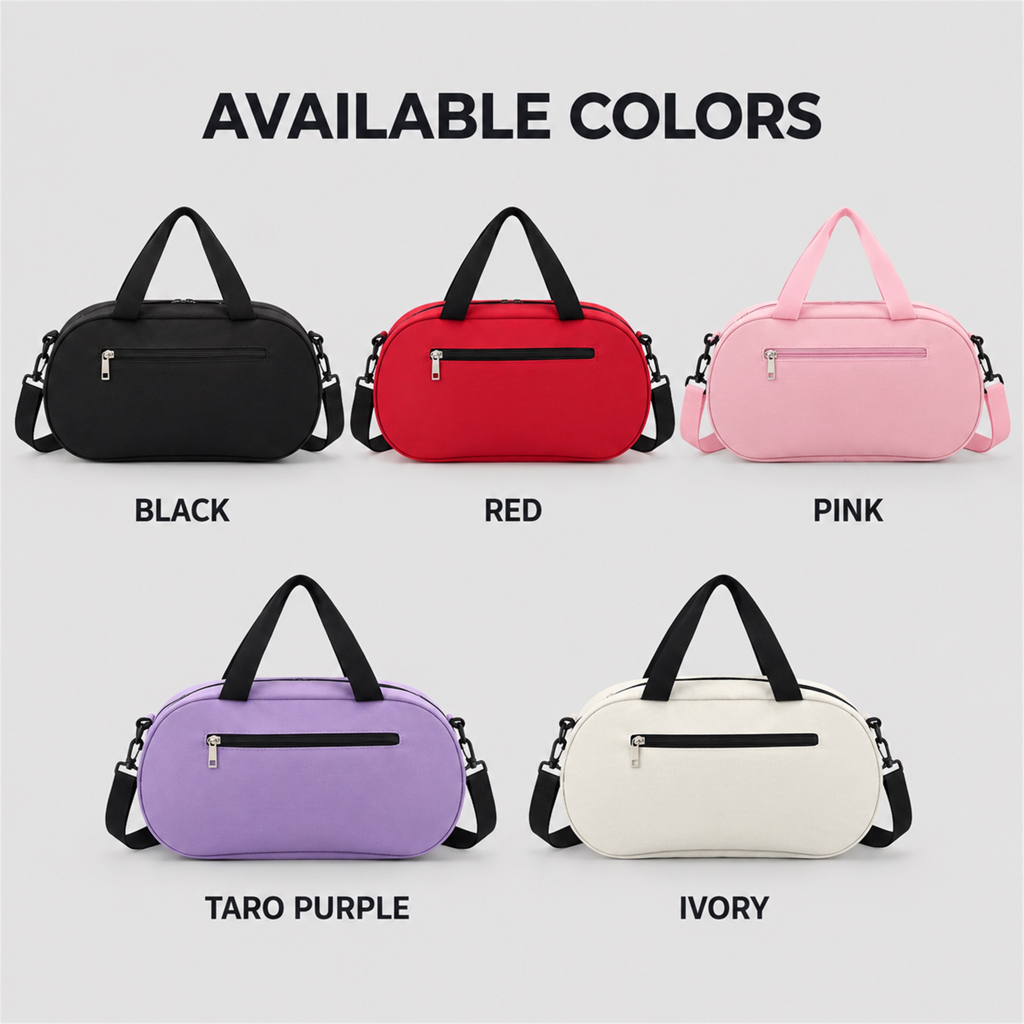 Custom Compact 600D High-Elastic Oxford Dance And Leisure Sports Bag available styles and colors