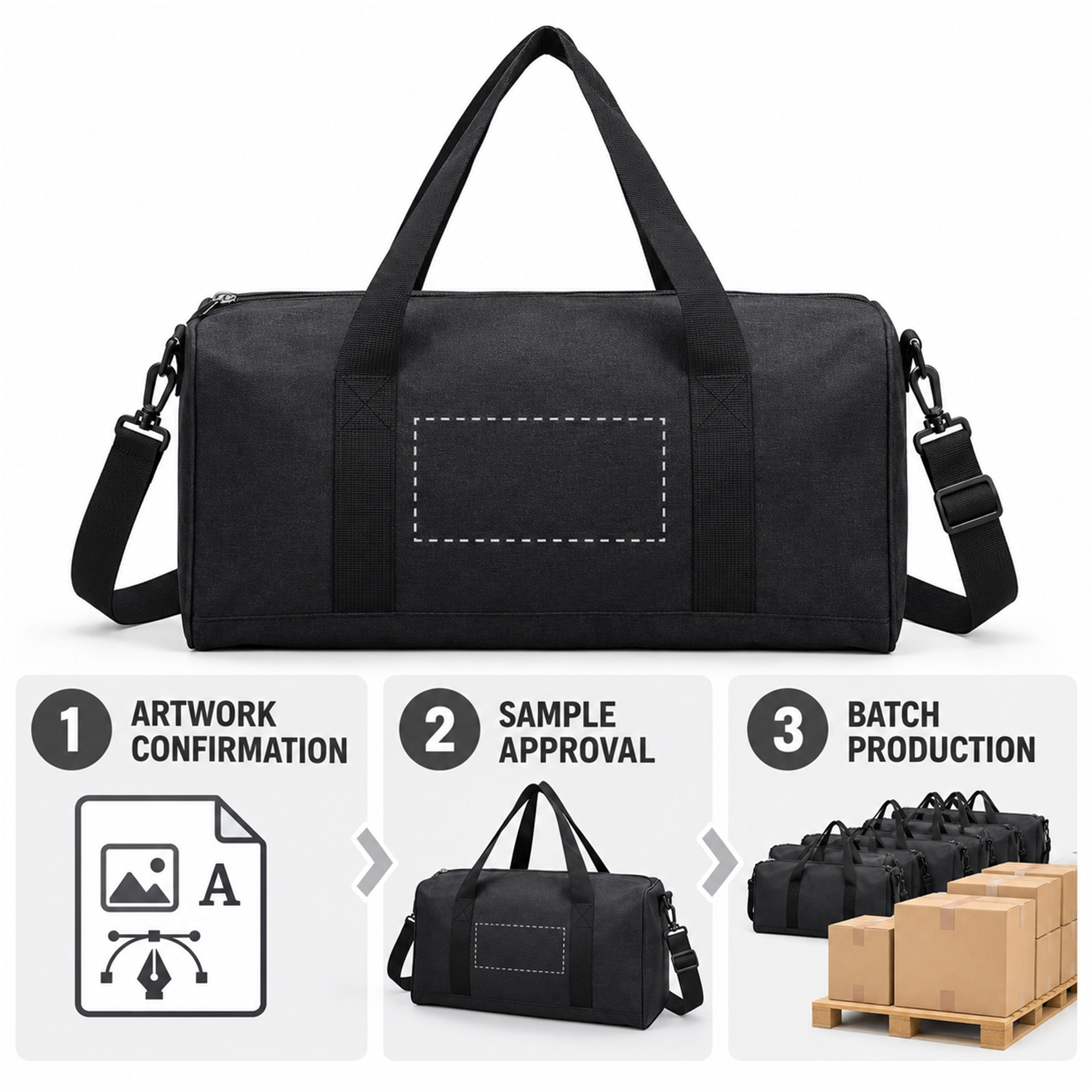 Custom Two-Tone Cationic Rectangular Gym And Yoga Duffel custom logo option