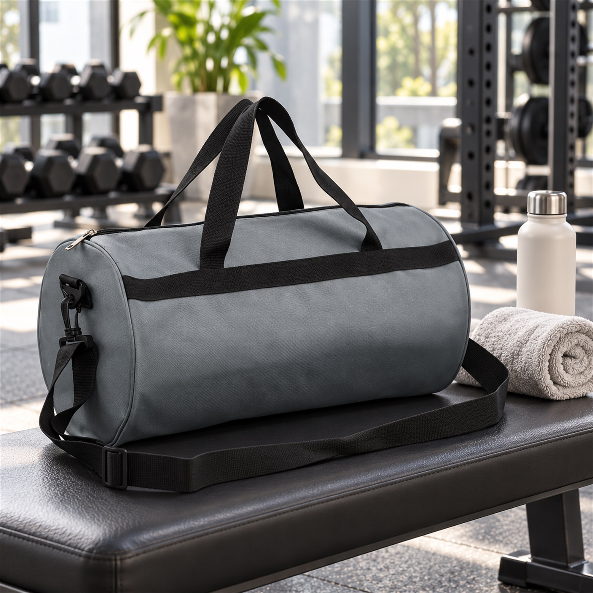 Custom Fine-Grid Oxford Cylindrical Gym, Yoga And Travel Duffel lifestyle application