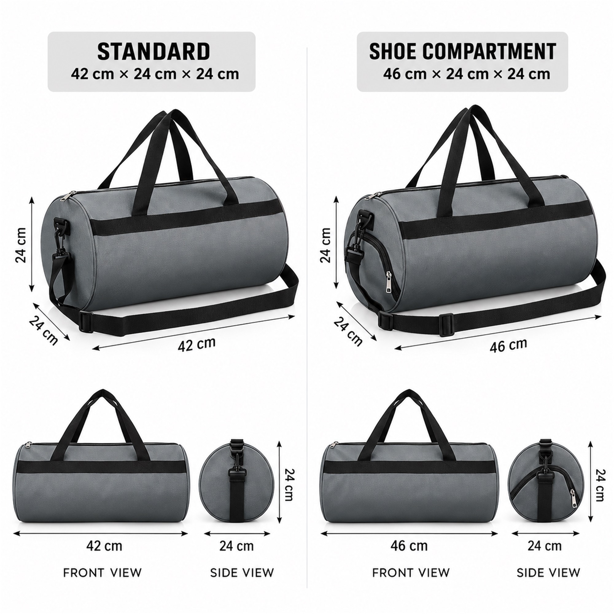 Custom Fine-Grid Oxford Cylindrical Gym, Yoga And Travel Duffel size and structure