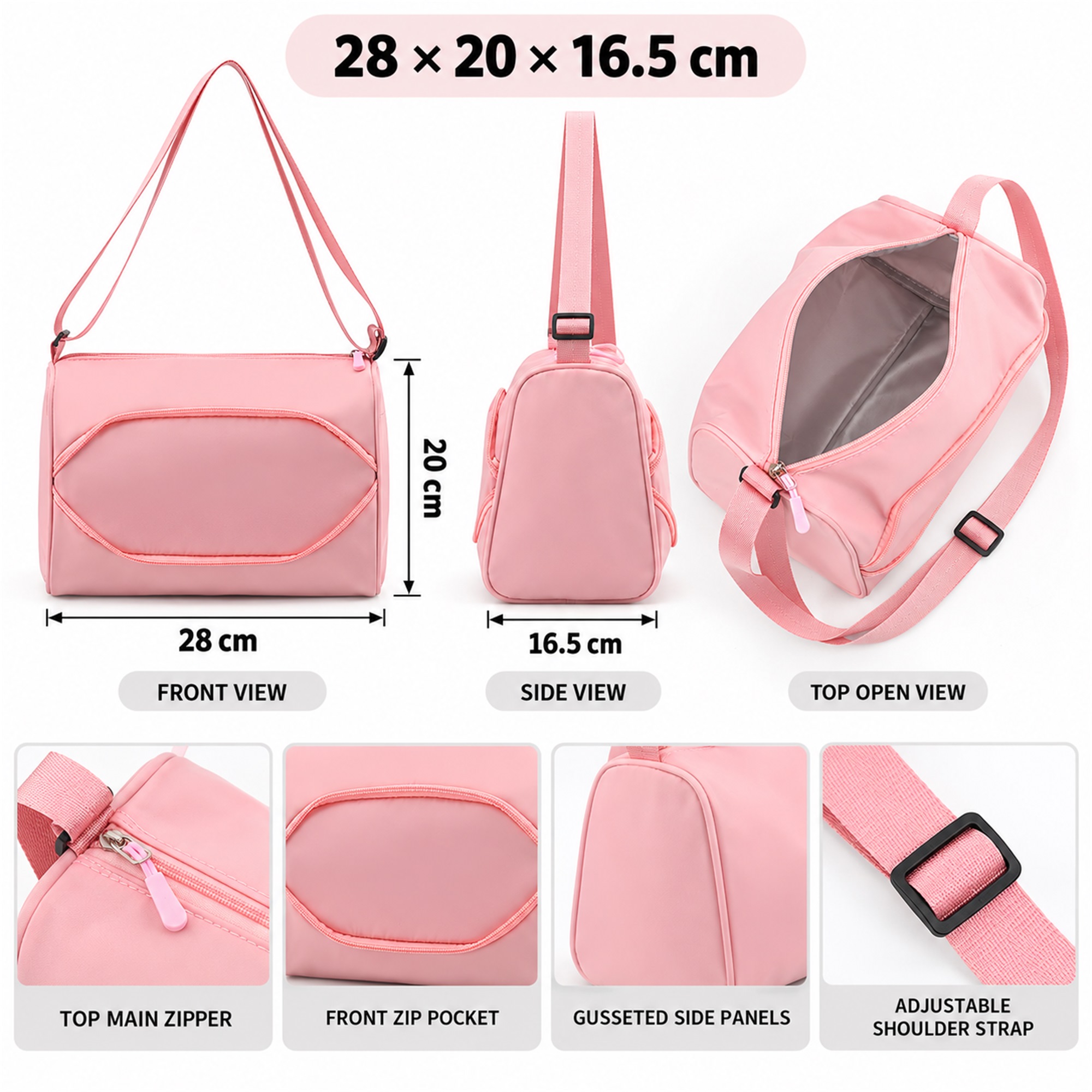 Custom Compact Polyester Children'S Dance Shoulder Bag size and structure