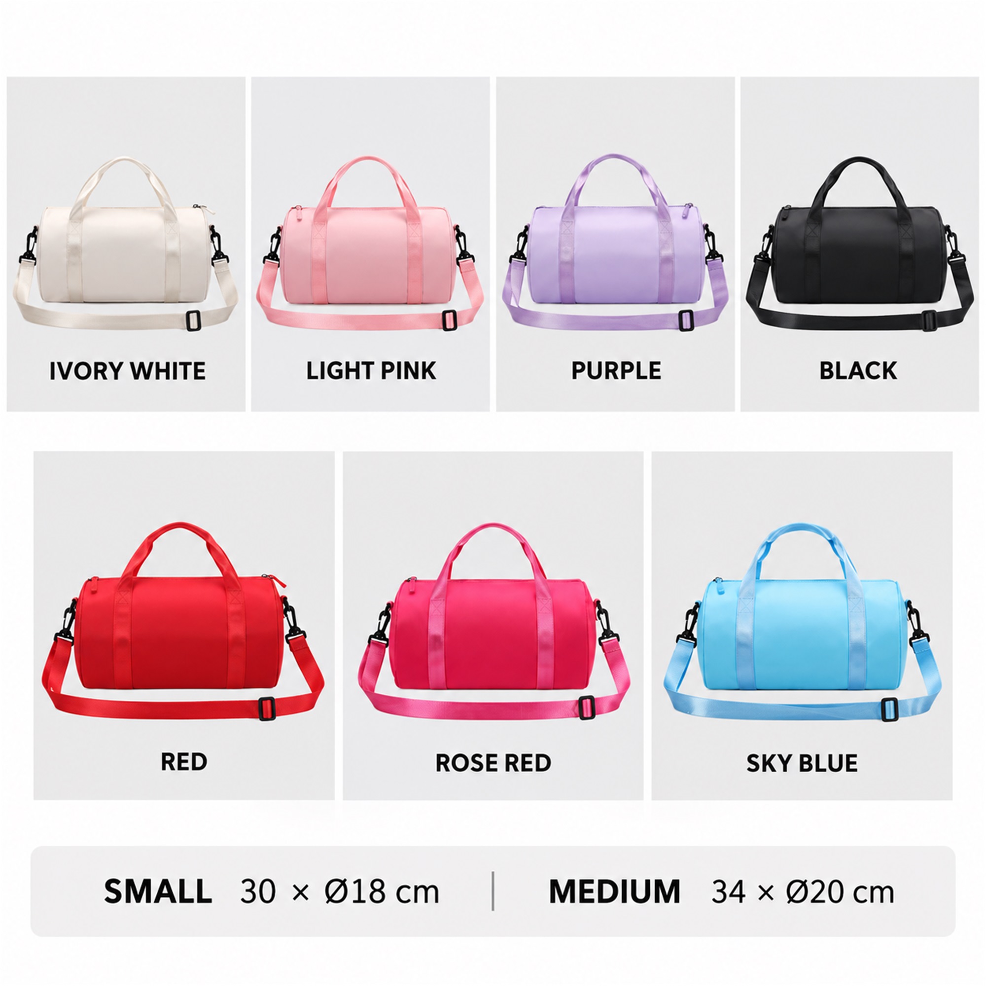 Custom Slanted-Twill Cylindrical Children'S Dance Duffel available styles and colors