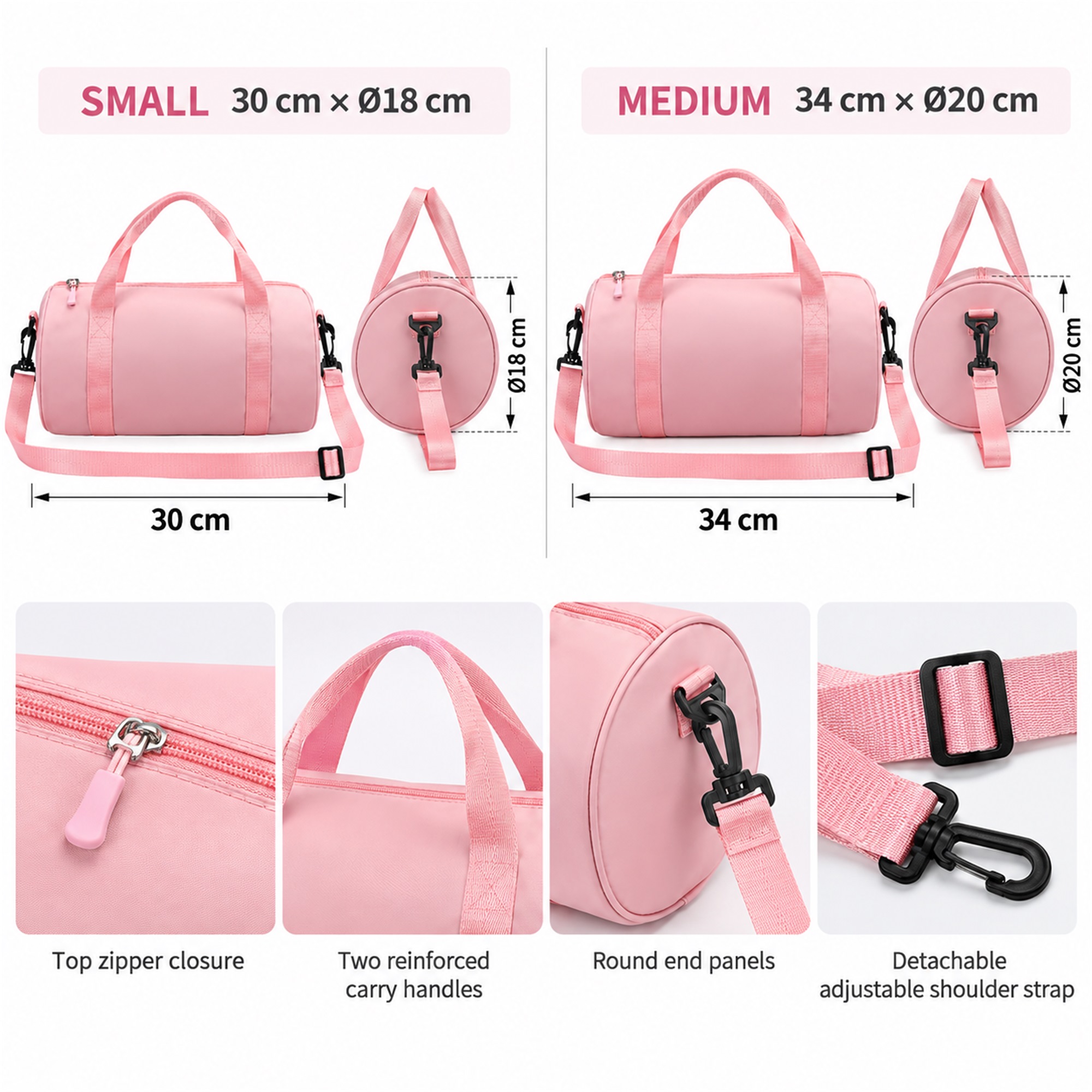 Custom Slanted-Twill Cylindrical Children'S Dance Duffel size and structure