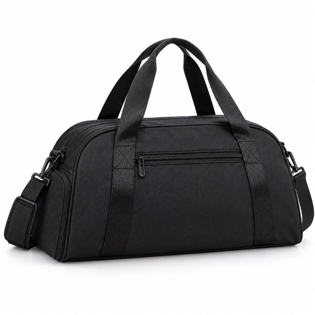 Custom Composite-Polyester Gym And Swim Duffel With Wet Dry And Shoe Sections front product view