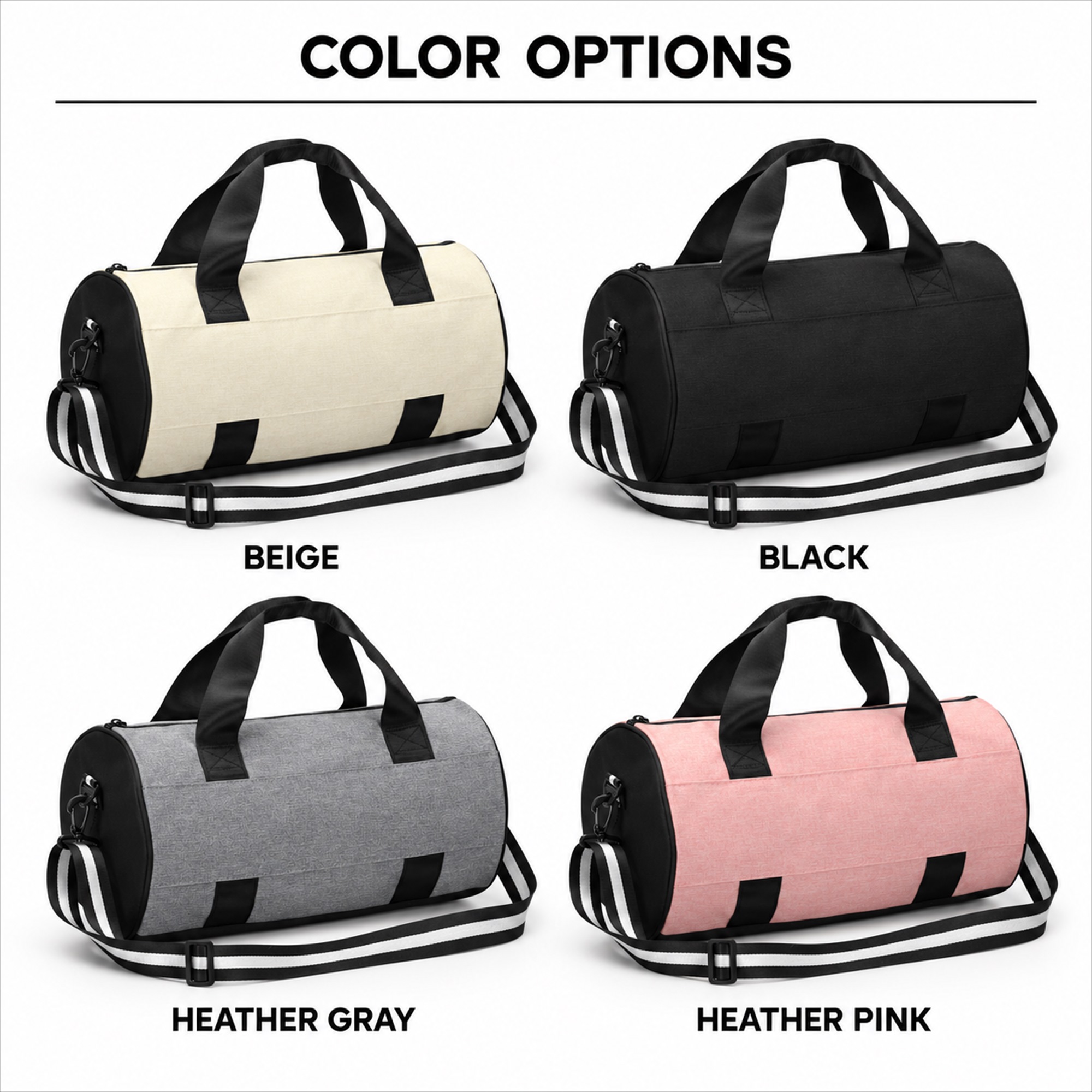 Custom Oxford Cylindrical Gym And Yoga Duffel Bag available styles and colors