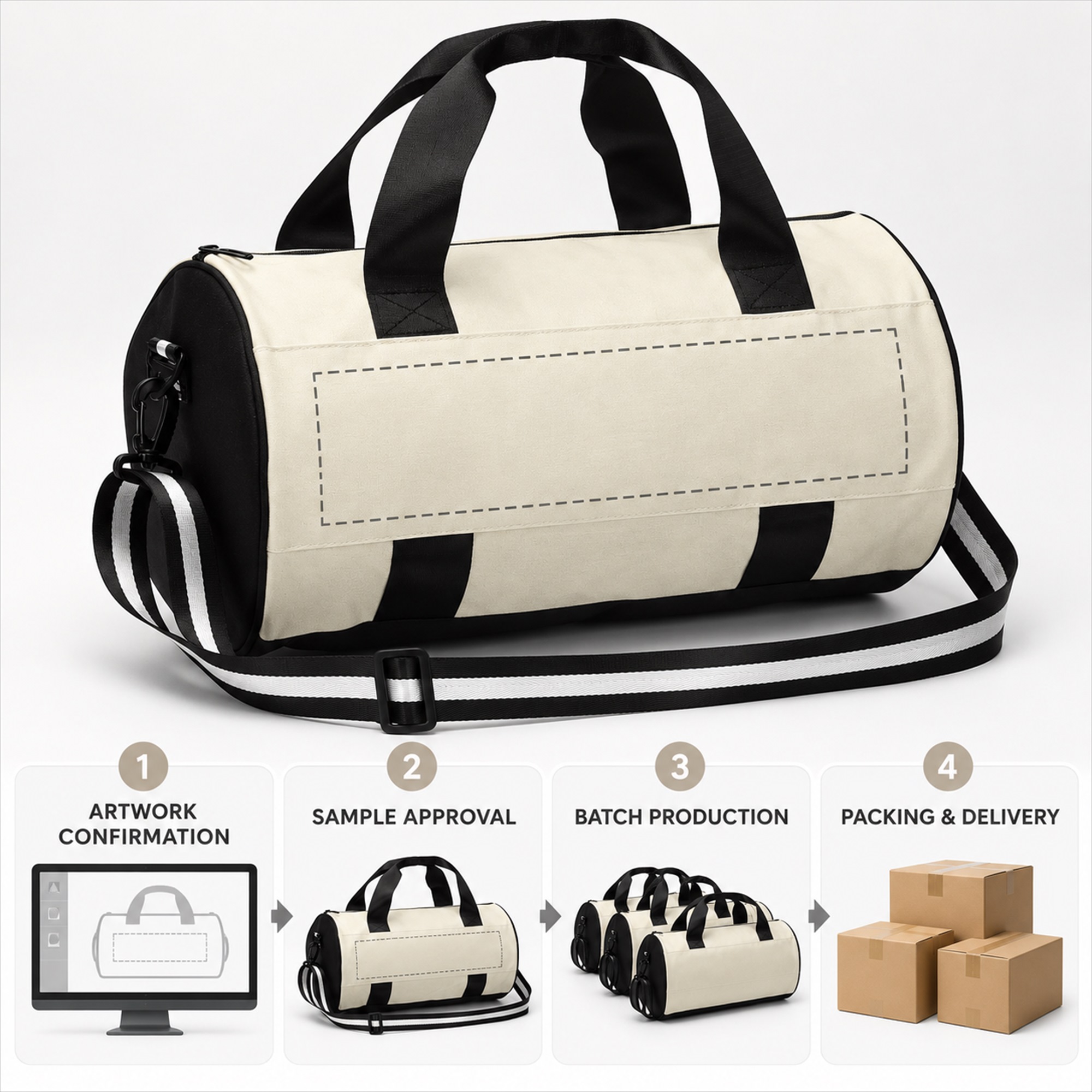 Custom Oxford Cylindrical Gym And Yoga Duffel Bag custom logo option