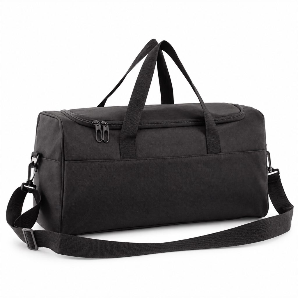 Custom Two-Tone Cationic Oxford Gym And Travel Duffel Bag front product view