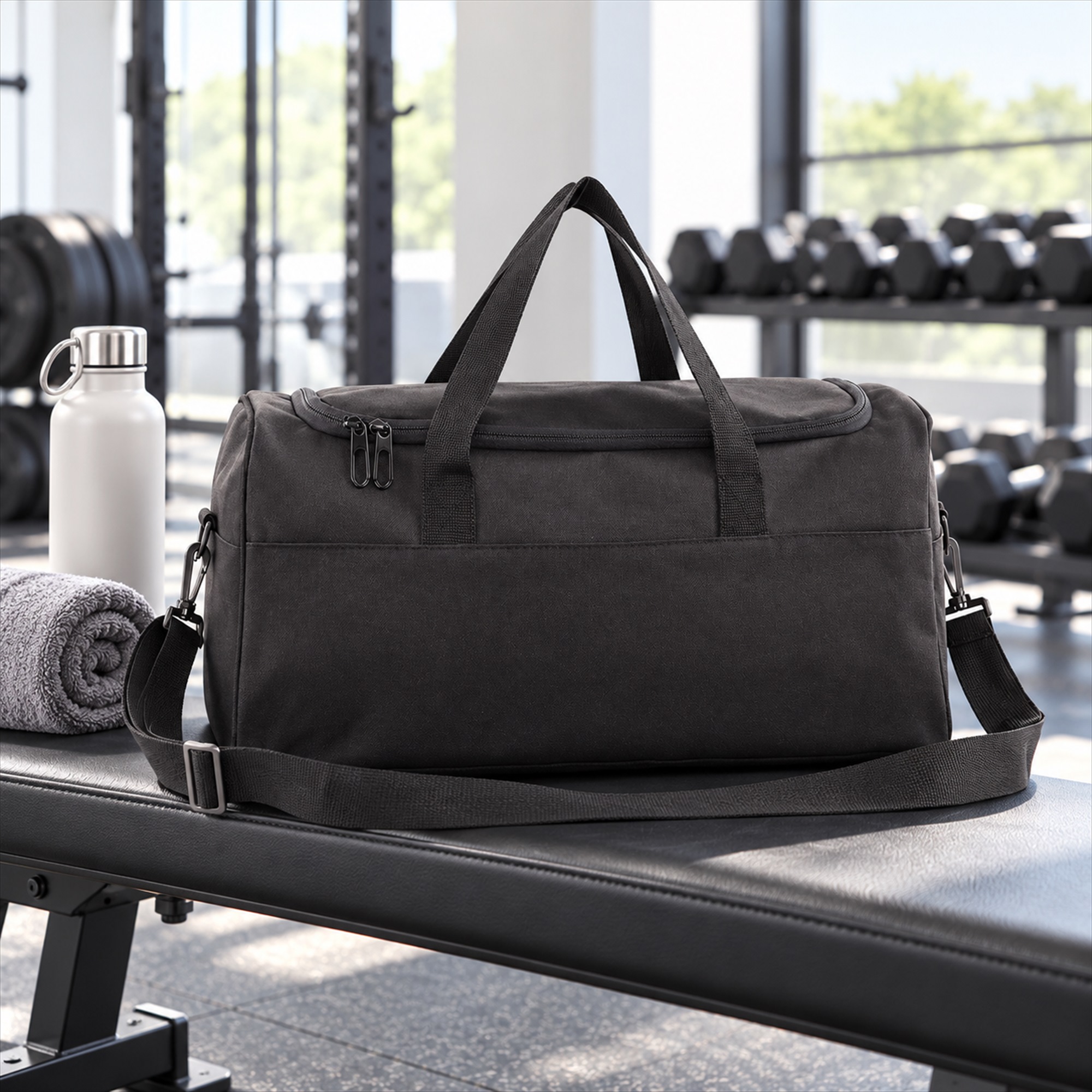 Custom Two-Tone Cationic Oxford Gym And Travel Duffel Bag lifestyle application