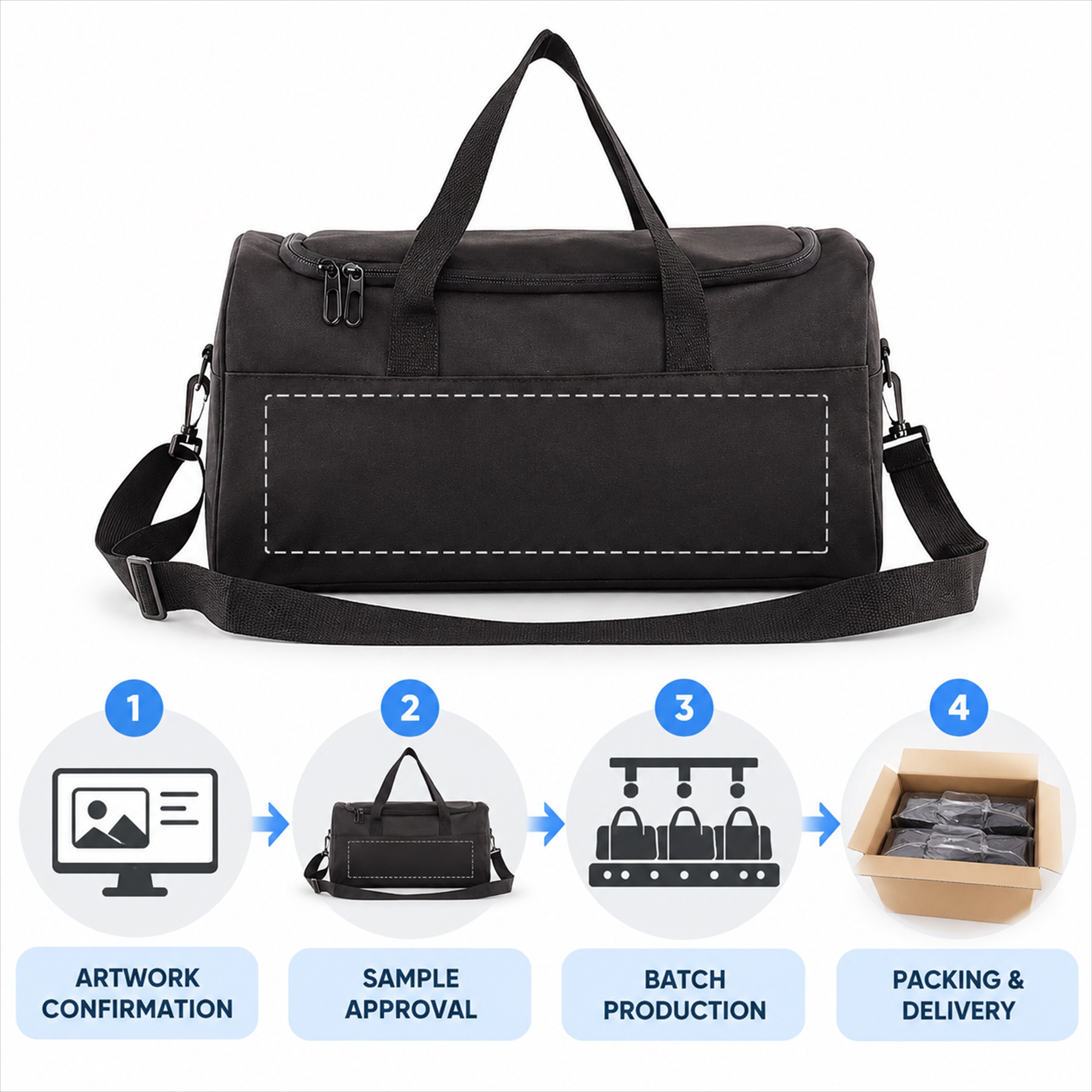 Custom Two-Tone Cationic Oxford Gym And Travel Duffel Bag custom logo option