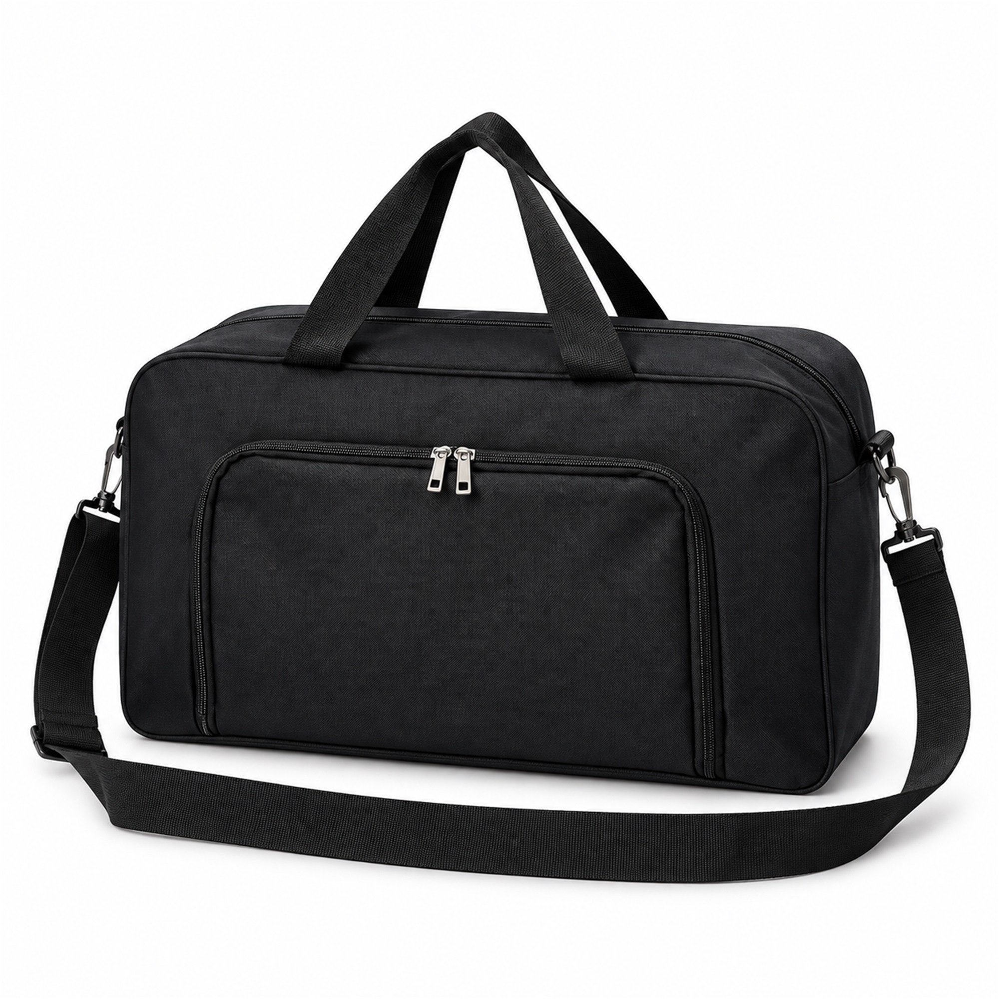 Custom Oxford Gym And Travel Duffel Bag With Front Zip Pocket front product view