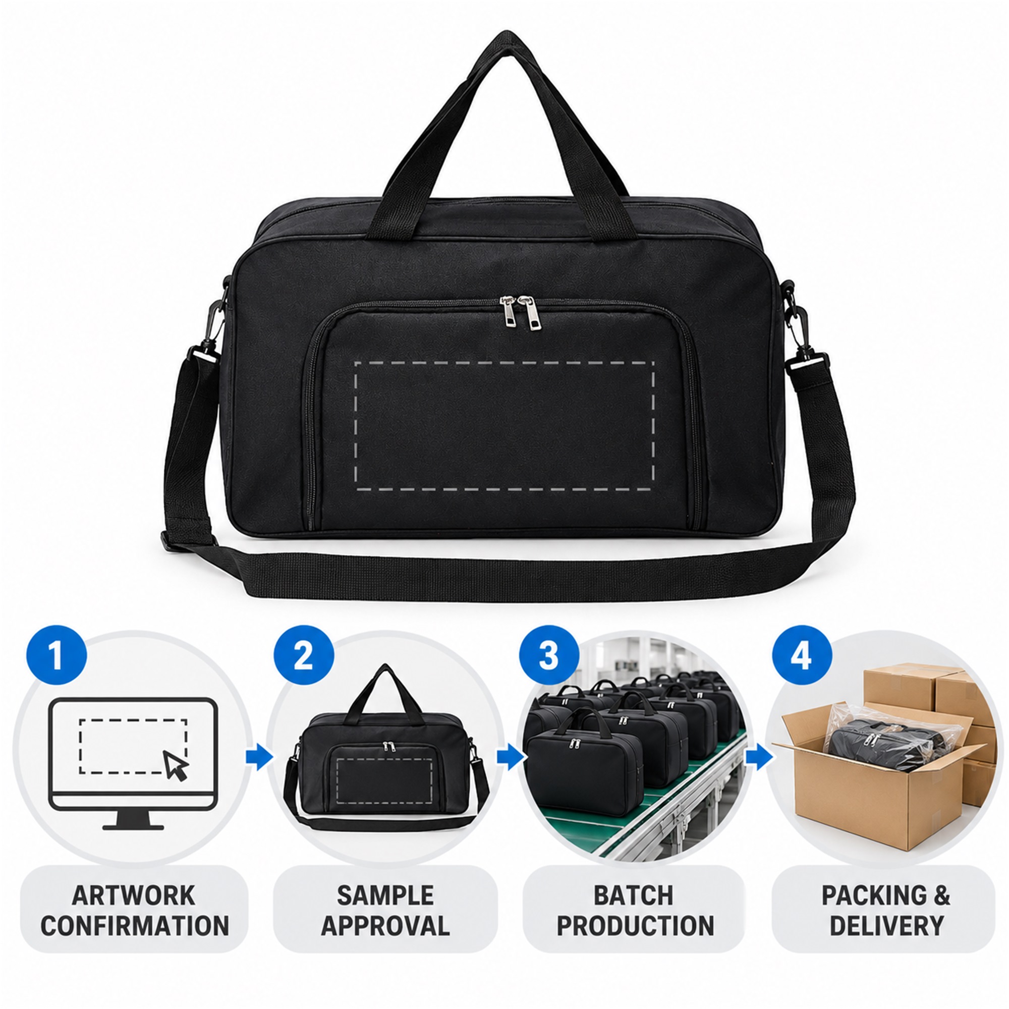 Custom Oxford Gym And Travel Duffel Bag With Front Zip Pocket custom logo option