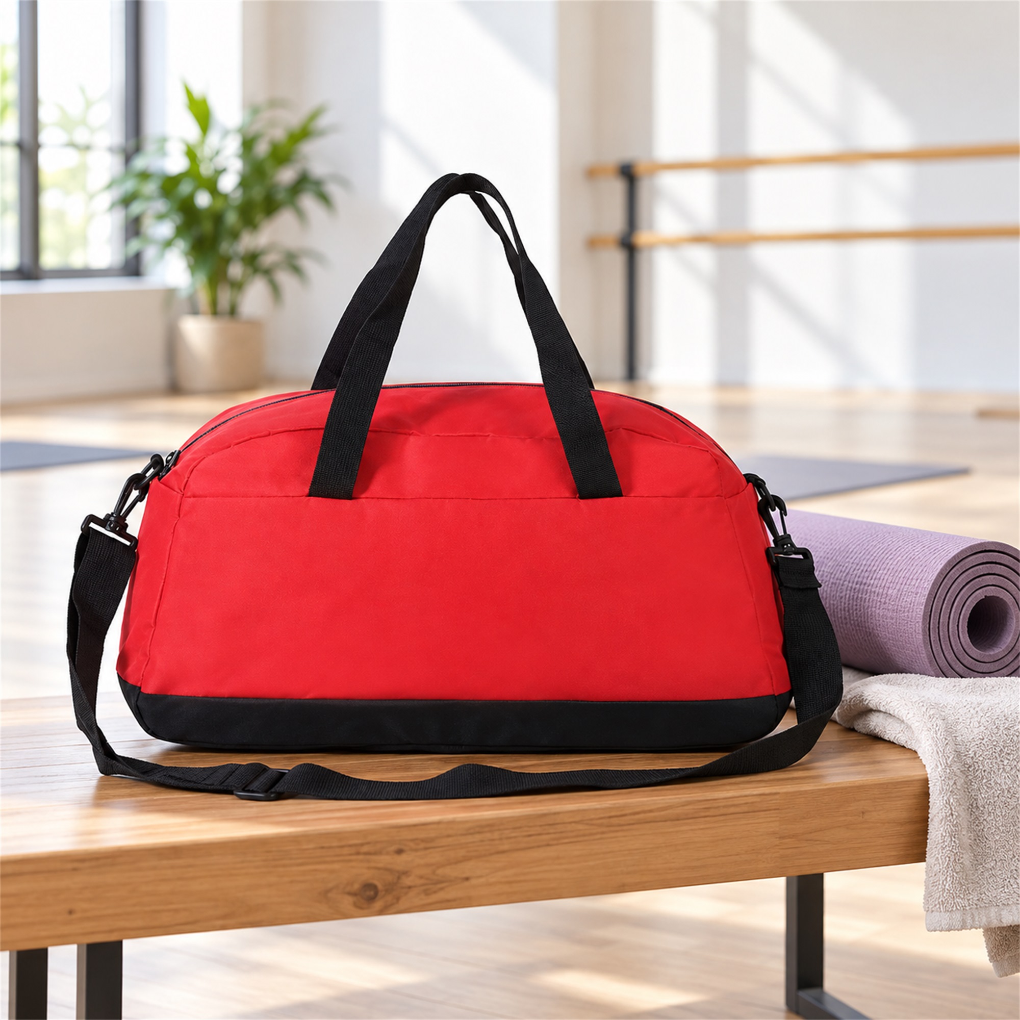 Custom Dense Oxford Shell-Shaped Gym, Yoga And Travel Duffel Bag lifestyle application