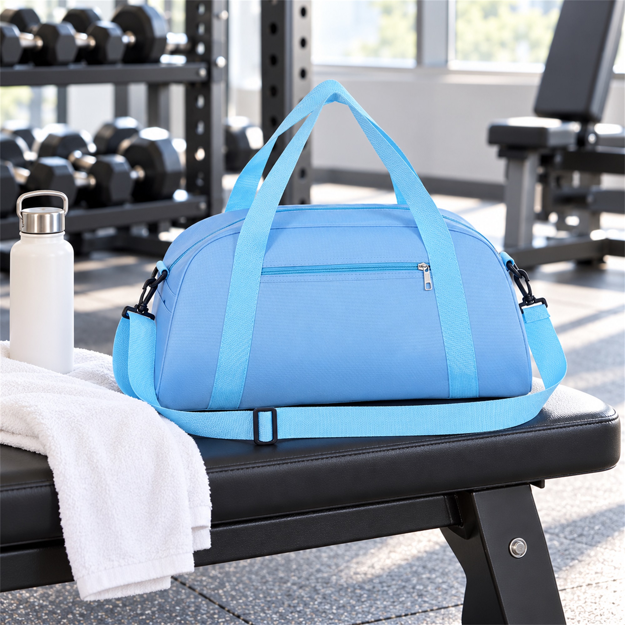 Custom High-Elastic Oxford Gym And Training Duffel Bag With Optional Shoe Compartment lifestyle application