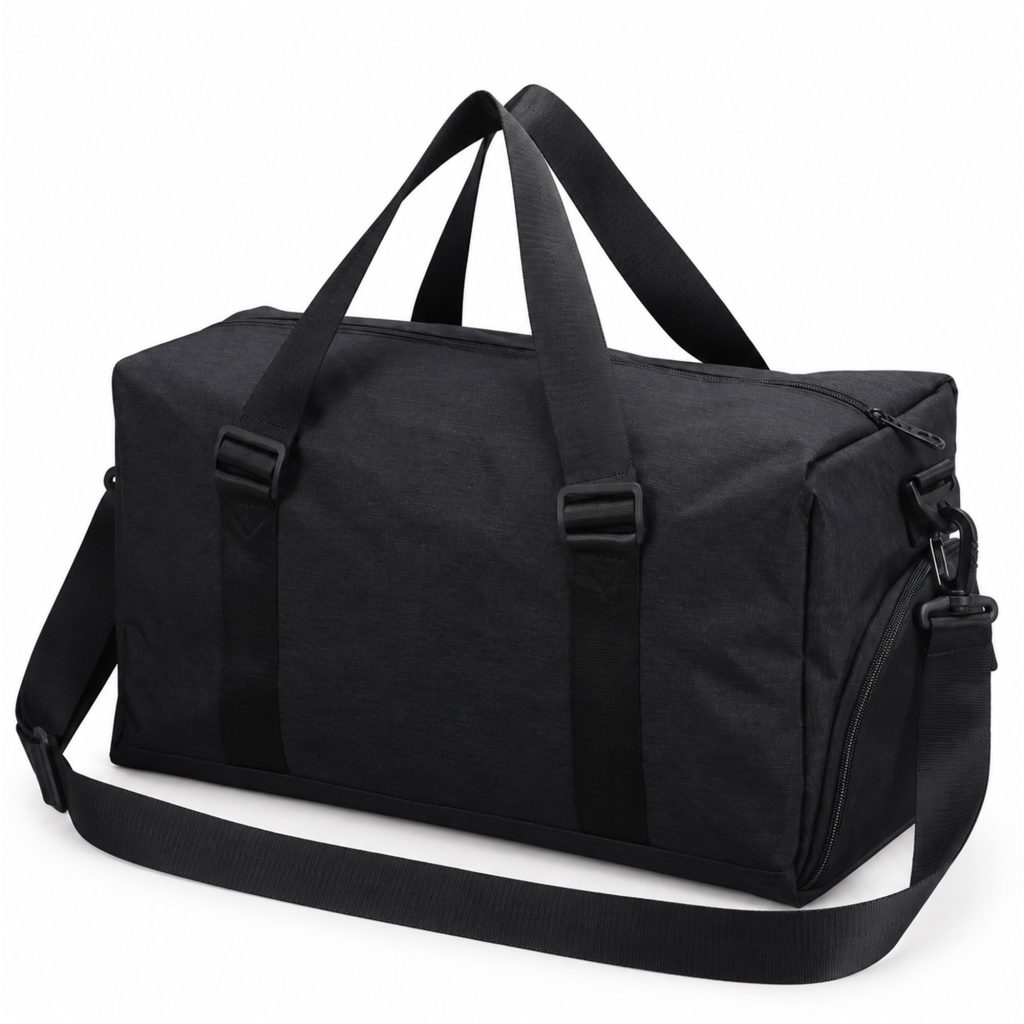 Custom Two-Tone Cationic Gym, Soccer And Travel Duffel Bag With Independent Shoe Compartment front product view