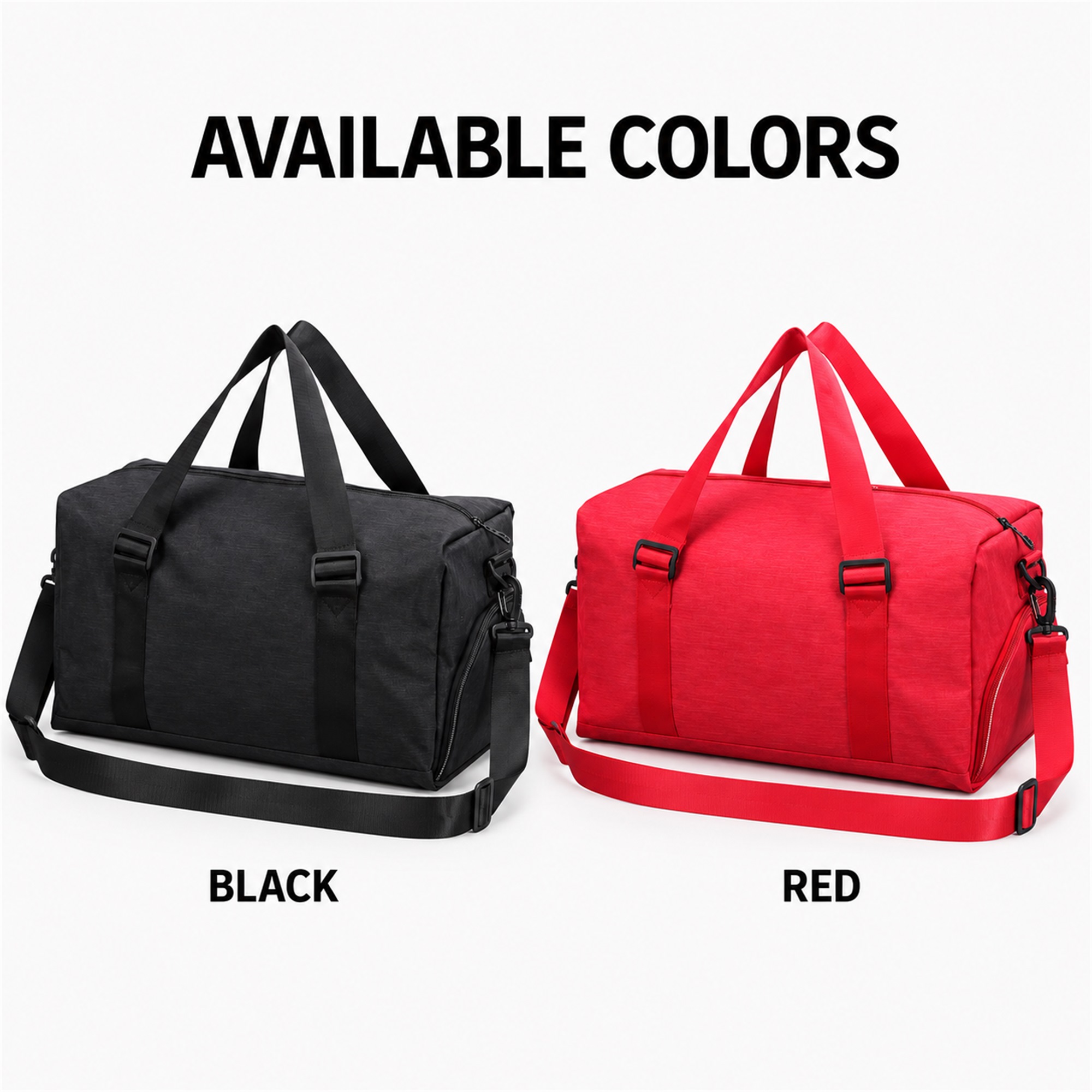 Custom Two-Tone Cationic Gym, Soccer And Travel Duffel Bag With Independent Shoe Compartment available styles and colors