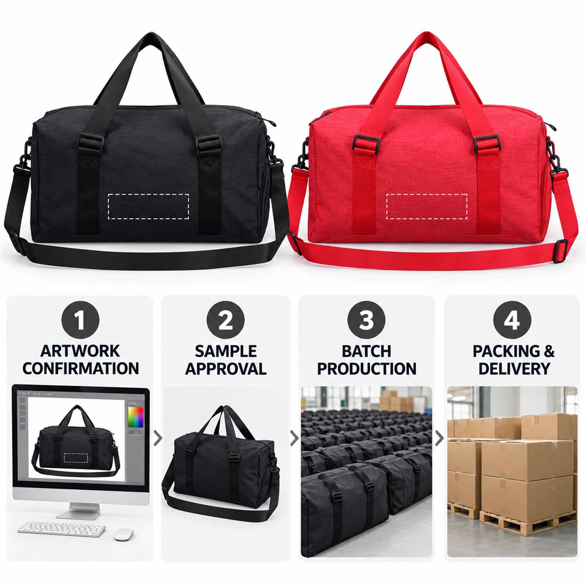 Custom Two-Tone Cationic Gym, Soccer And Travel Duffel Bag With Independent Shoe Compartment custom logo option