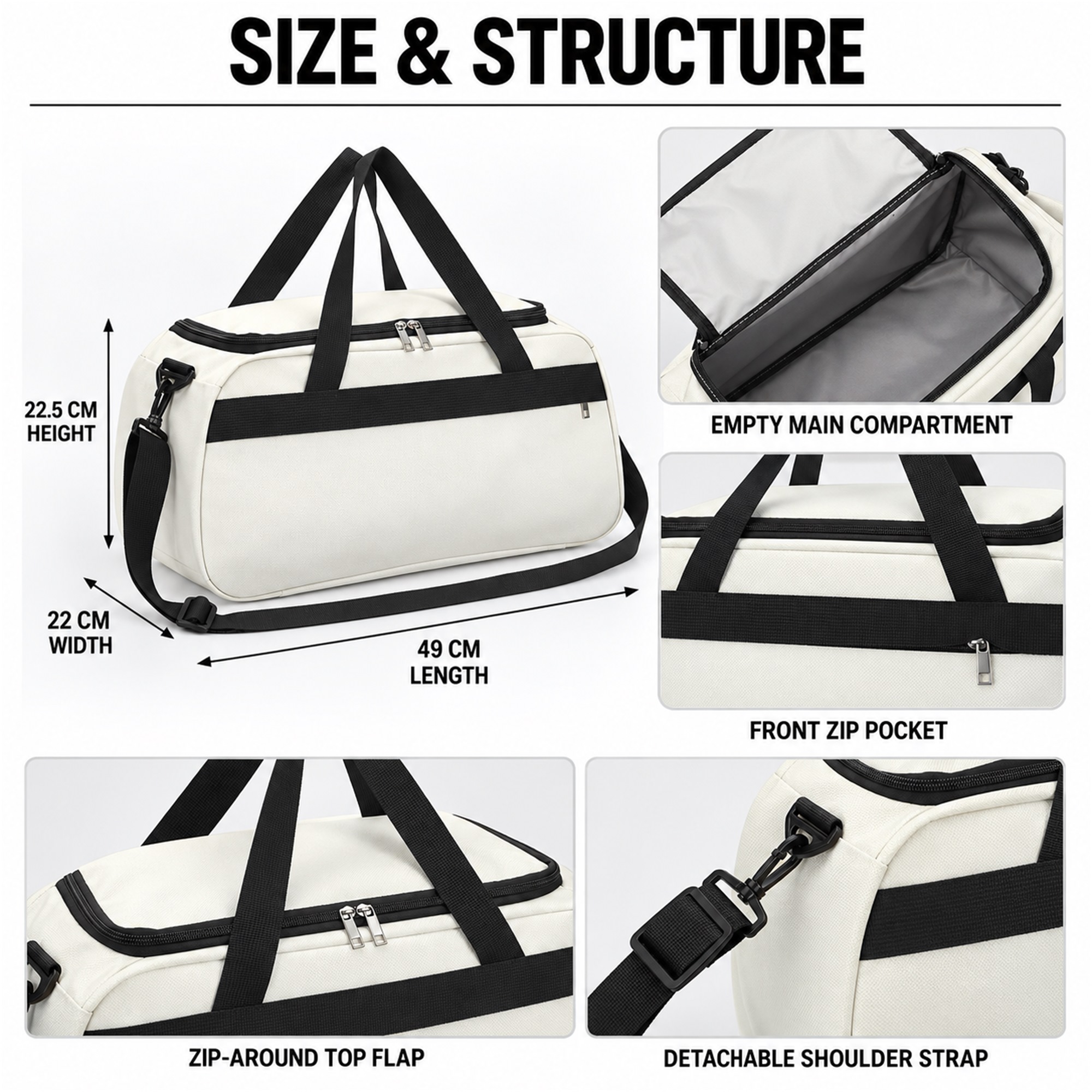 Custom High-Elastic Oxford Gym, Basketball, Soccer And Travel Duffel Bag size and structure