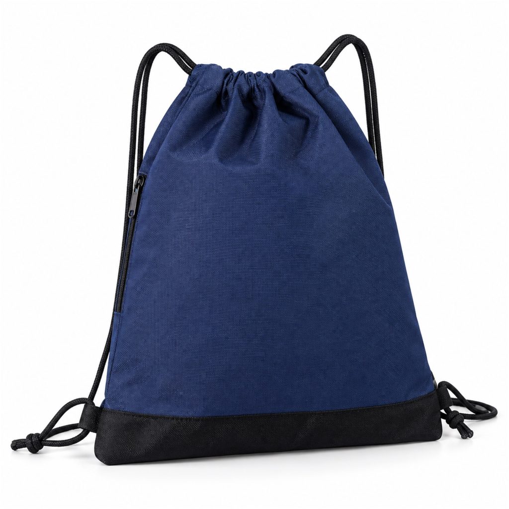 Custom Oxford Drawstring Sports Backpack With Side Zip Pocket front product view
