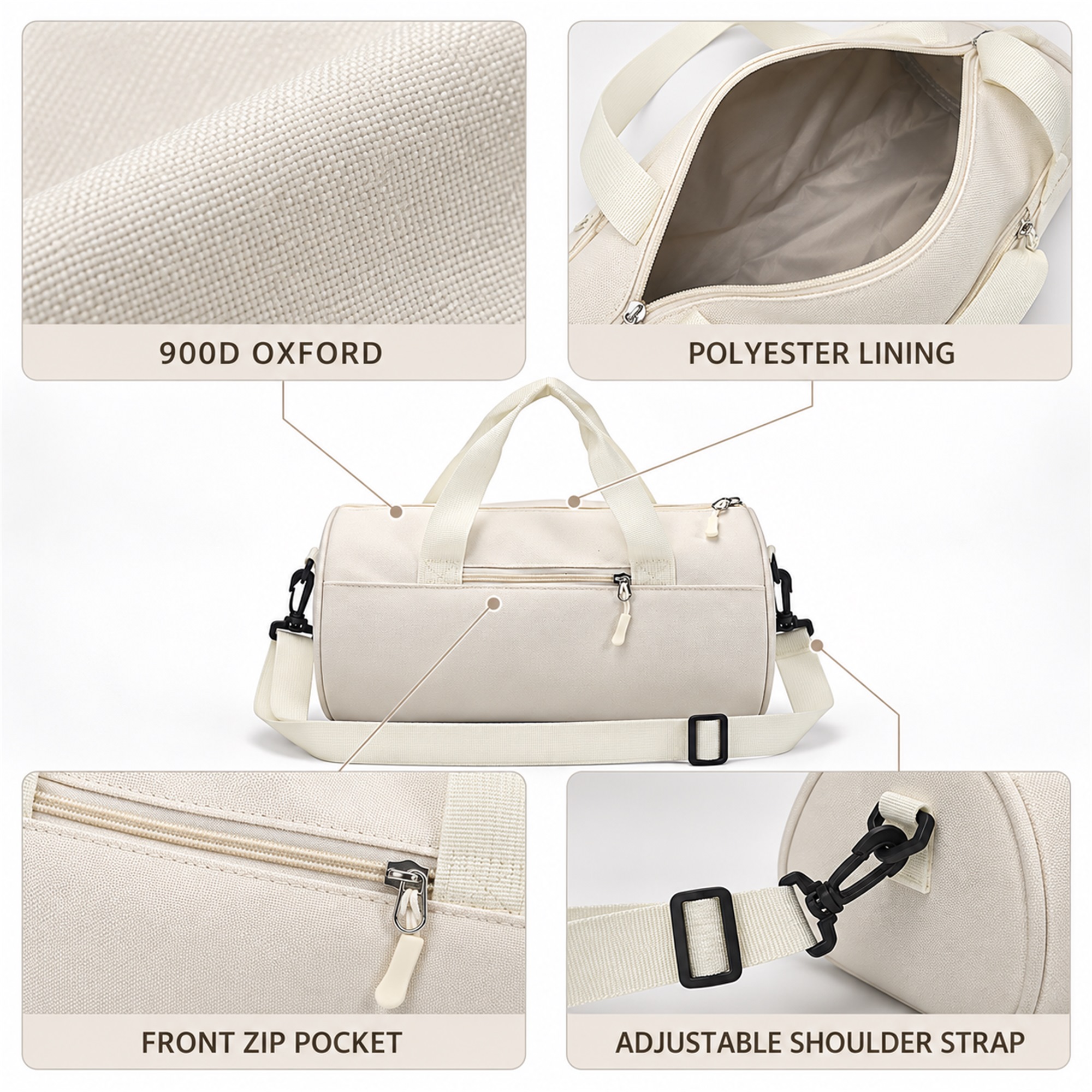 Custom Oxford Cylindrical Children'S Dance And Sports Duffel Bag product construction details