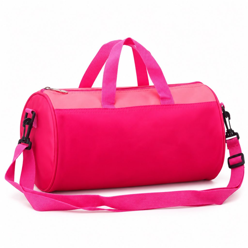 Custom Compact Nylon Cylindrical Children'S Dance Duffel Bag front product view