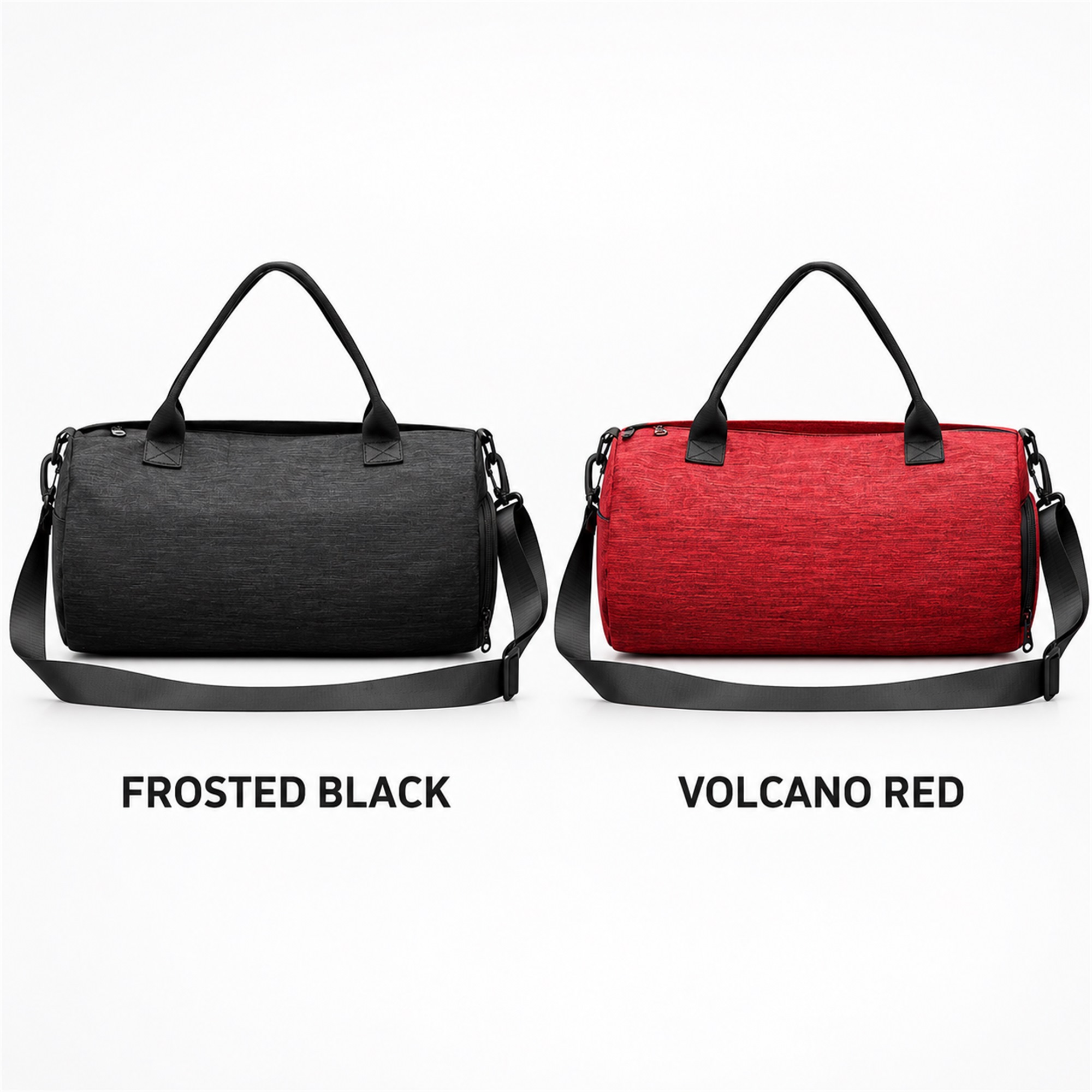 Custom Cationic Oxford Cylindrical Gym And Travel Duffel With Independent Shoe Compartment available styles and colors