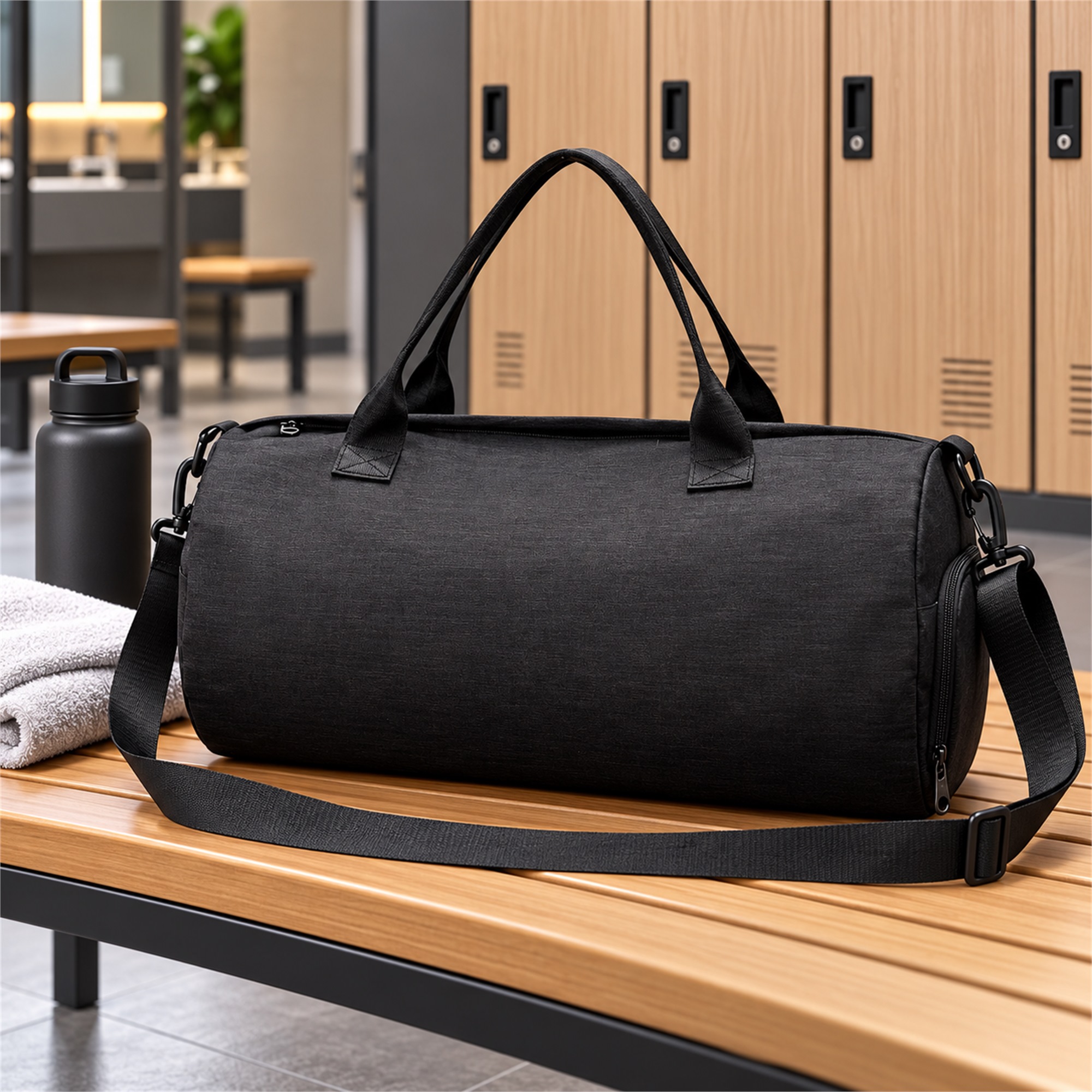 Custom Cationic Oxford Cylindrical Gym And Travel Duffel With Independent Shoe Compartment lifestyle application