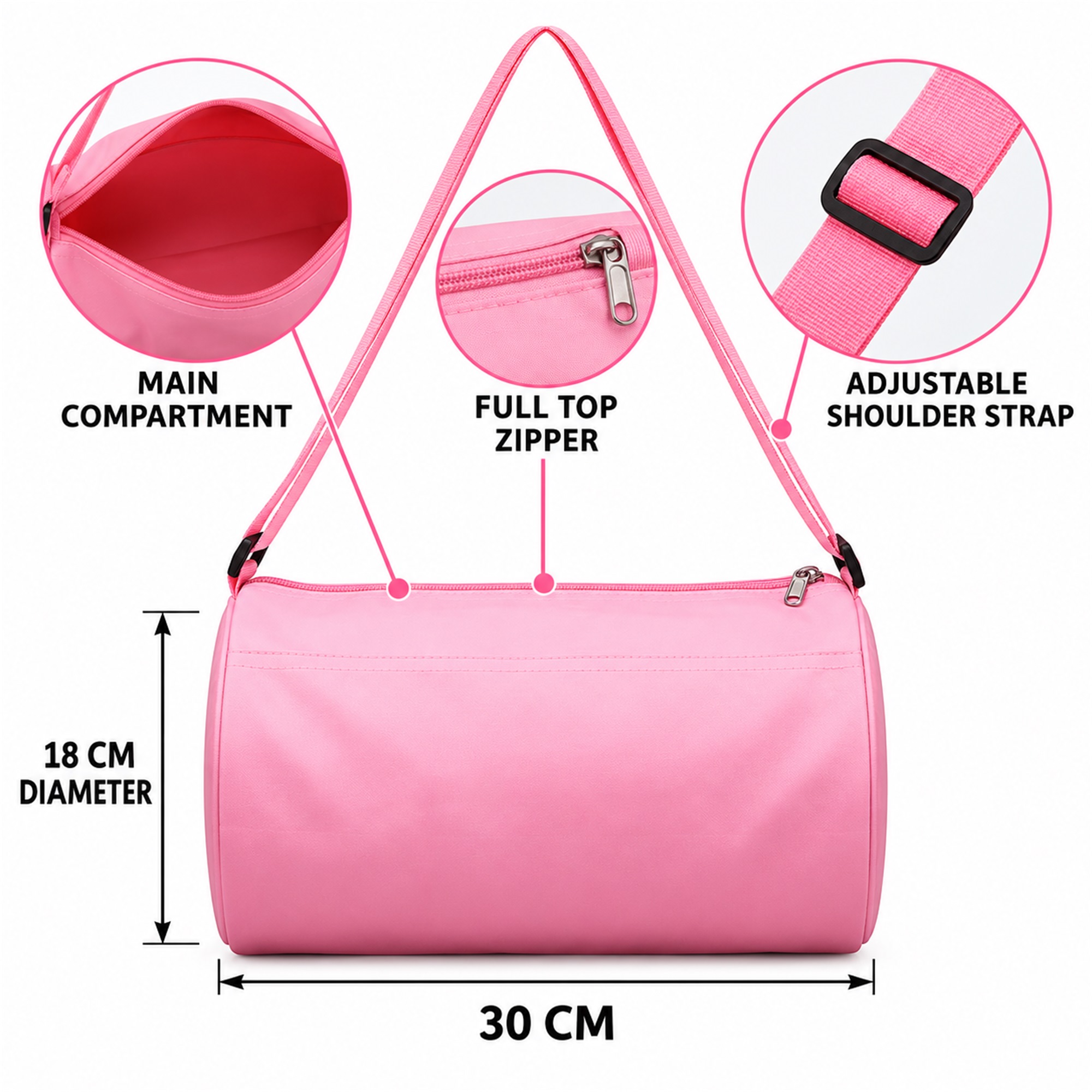 Custom Small Cylindrical Children'S Dance Shoulder Bag size and structure