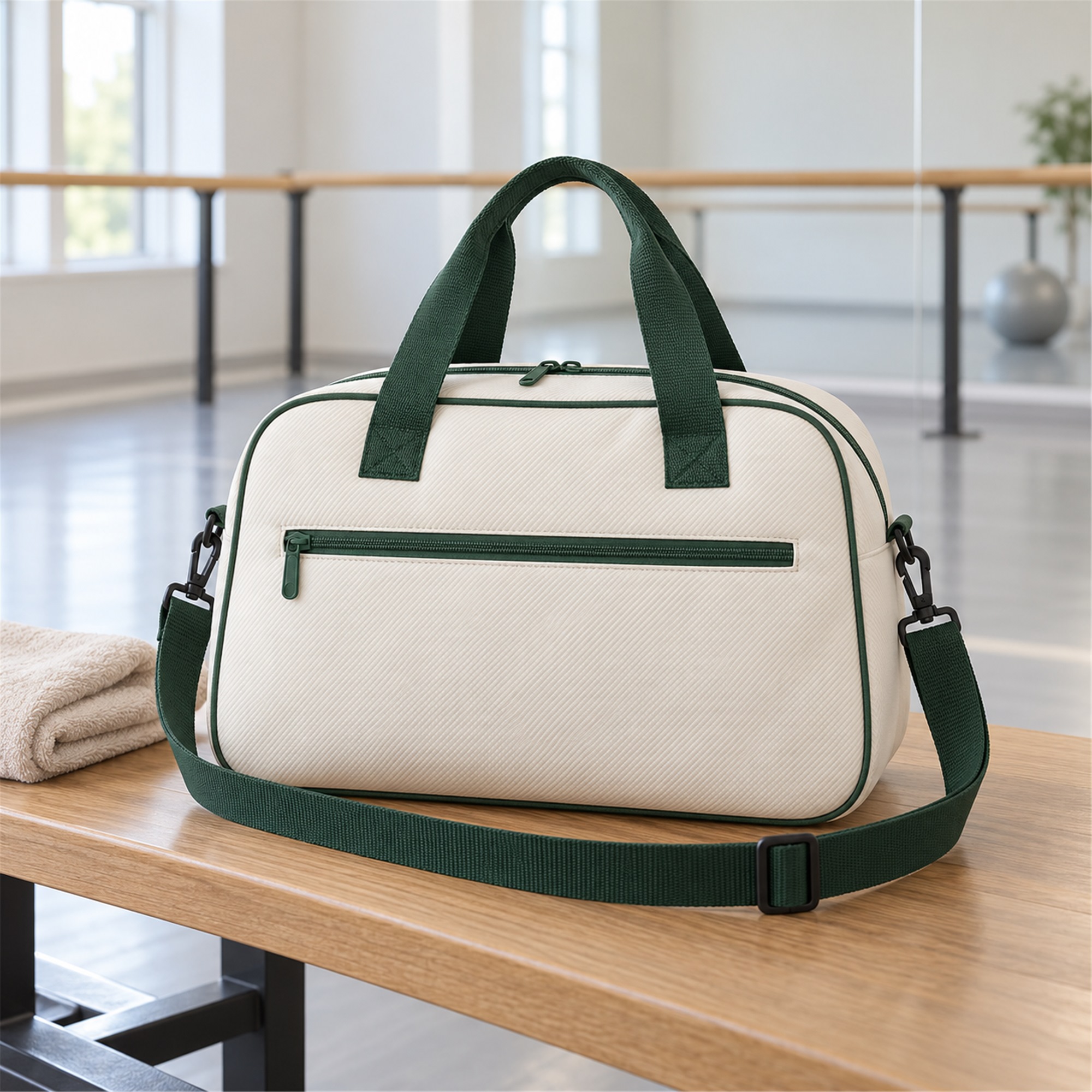 Custom Compact Diagonal-Textured Polyester Sports And Dance Shoulder Bag lifestyle application