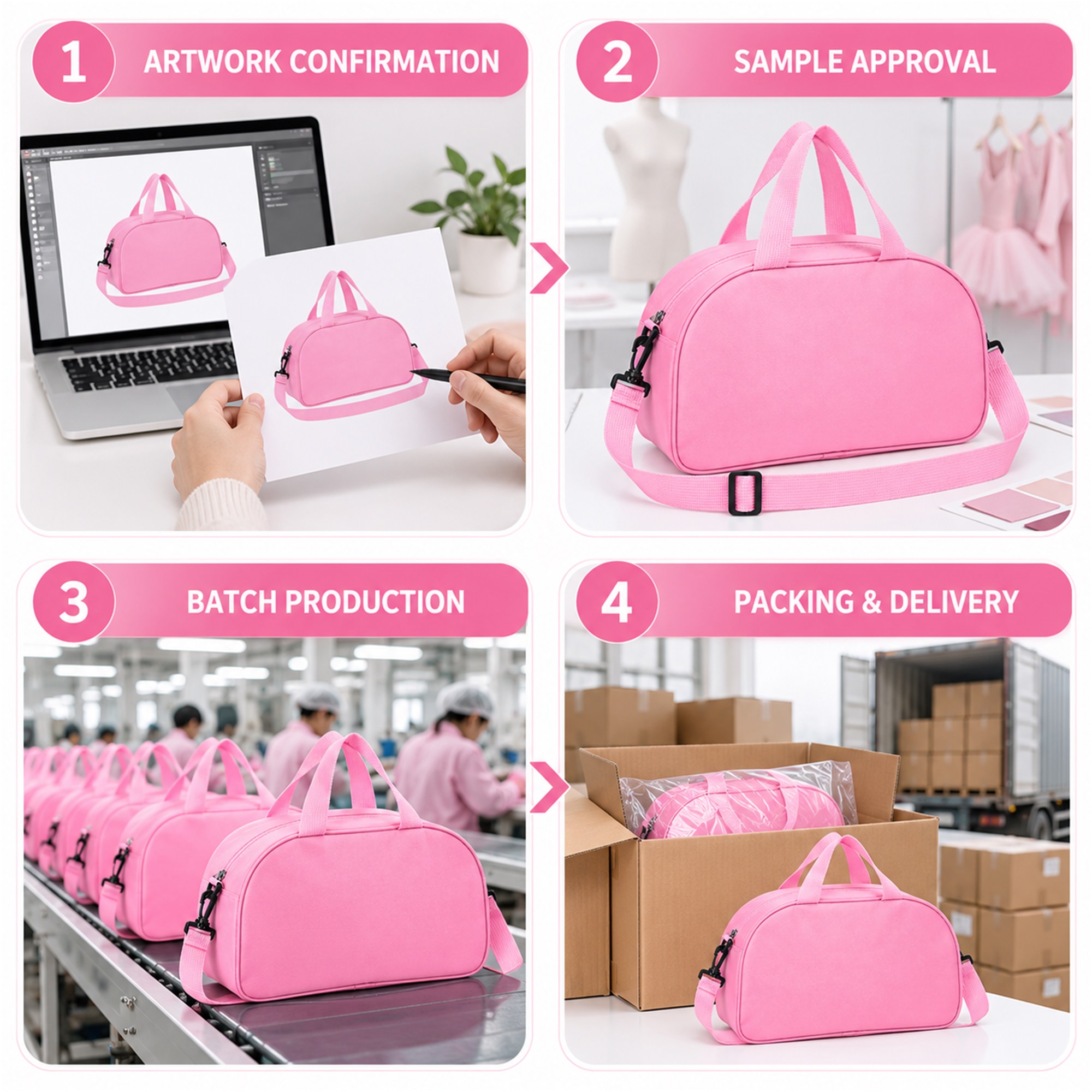 Custom Compact Nylon Children'S Dance And Travel Duffel custom logo option