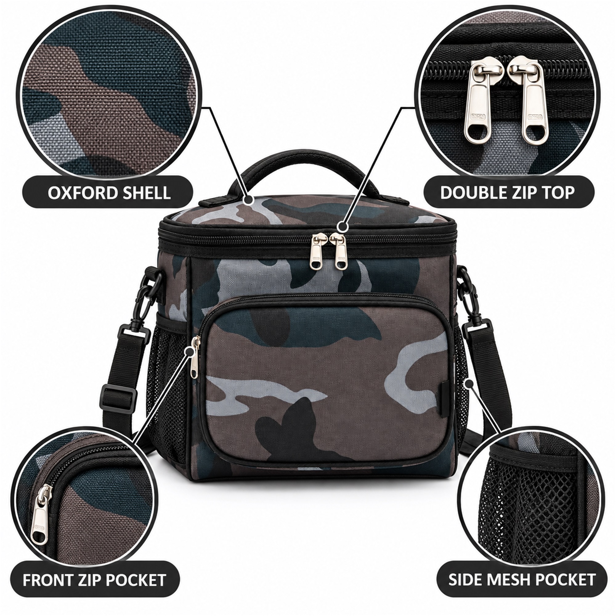 Structured Oxford Insulated Cooler And Lunch Bag product construction details