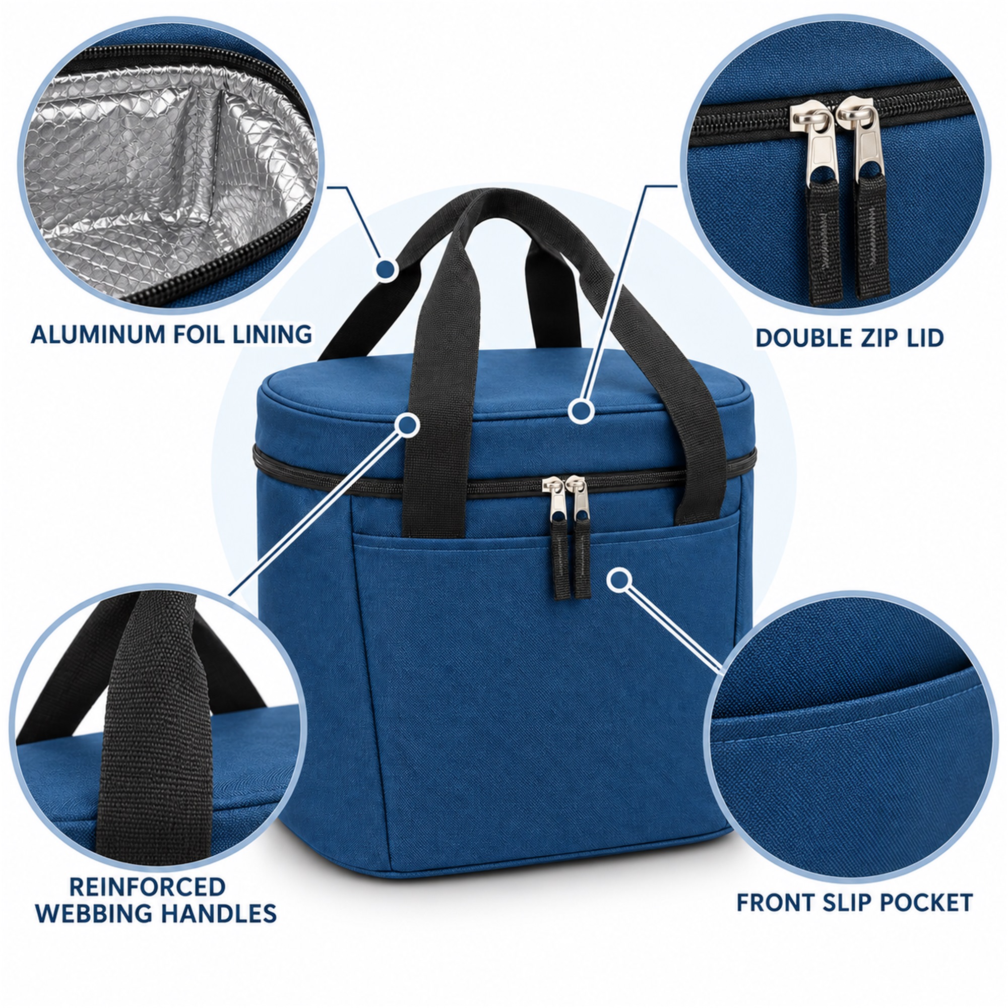 Large Aluminum-Foil-Lined Insulated Lunch Tote product construction details