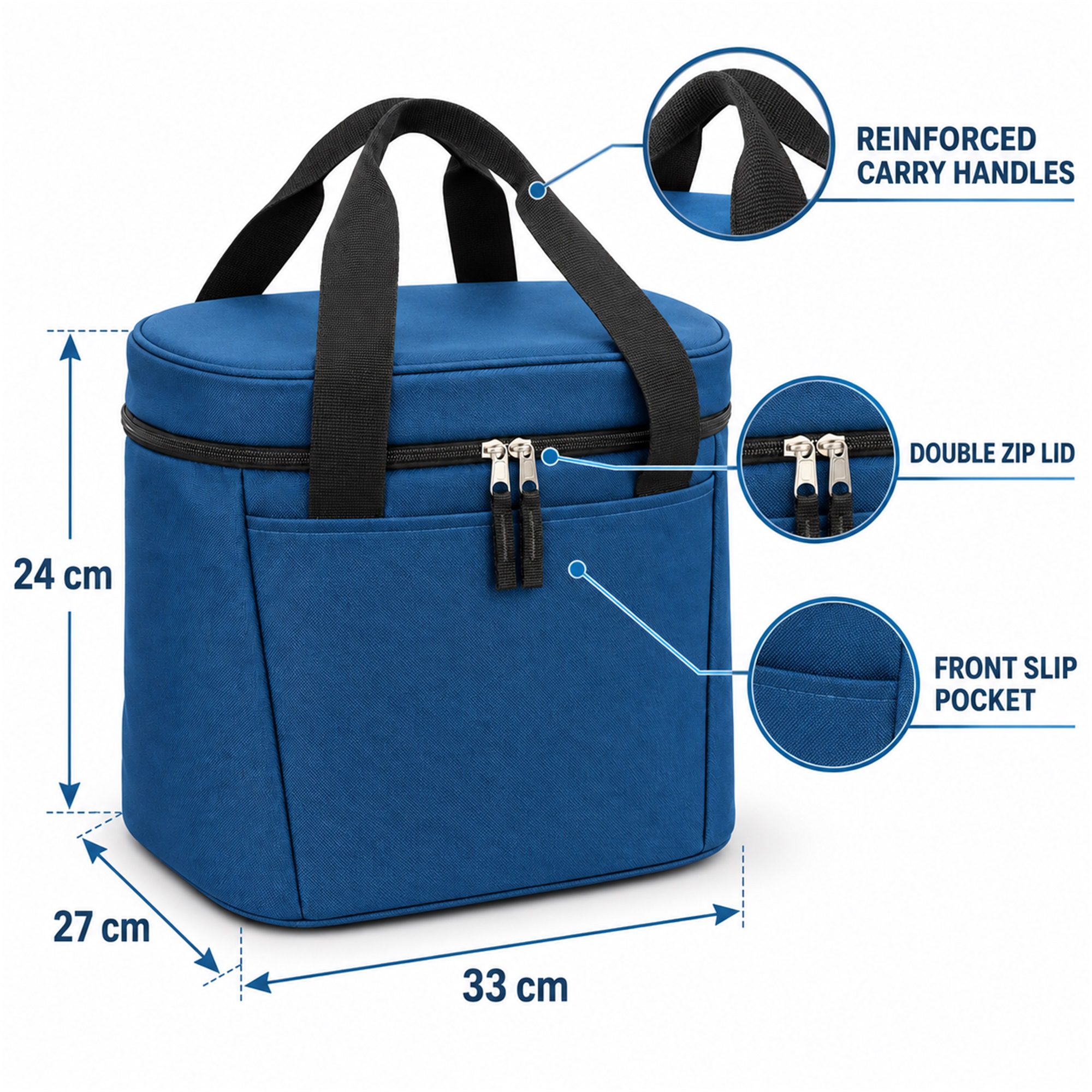 Large Aluminum-Foil-Lined Insulated Lunch Tote size and structure