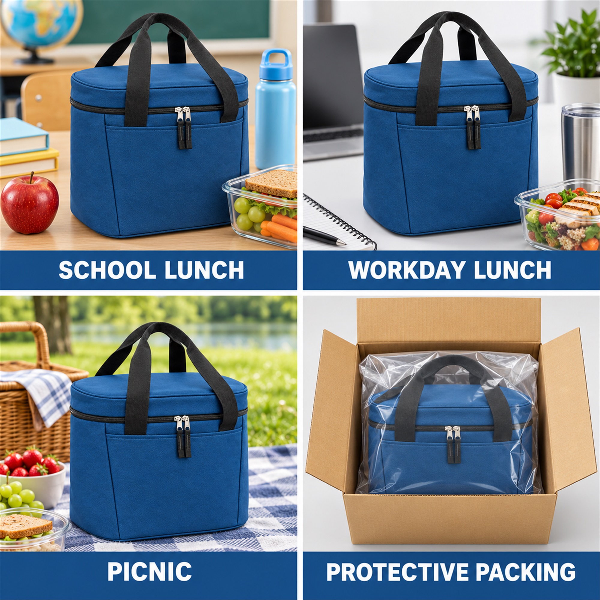Large Aluminum-Foil-Lined Insulated Lunch Tote additional product views