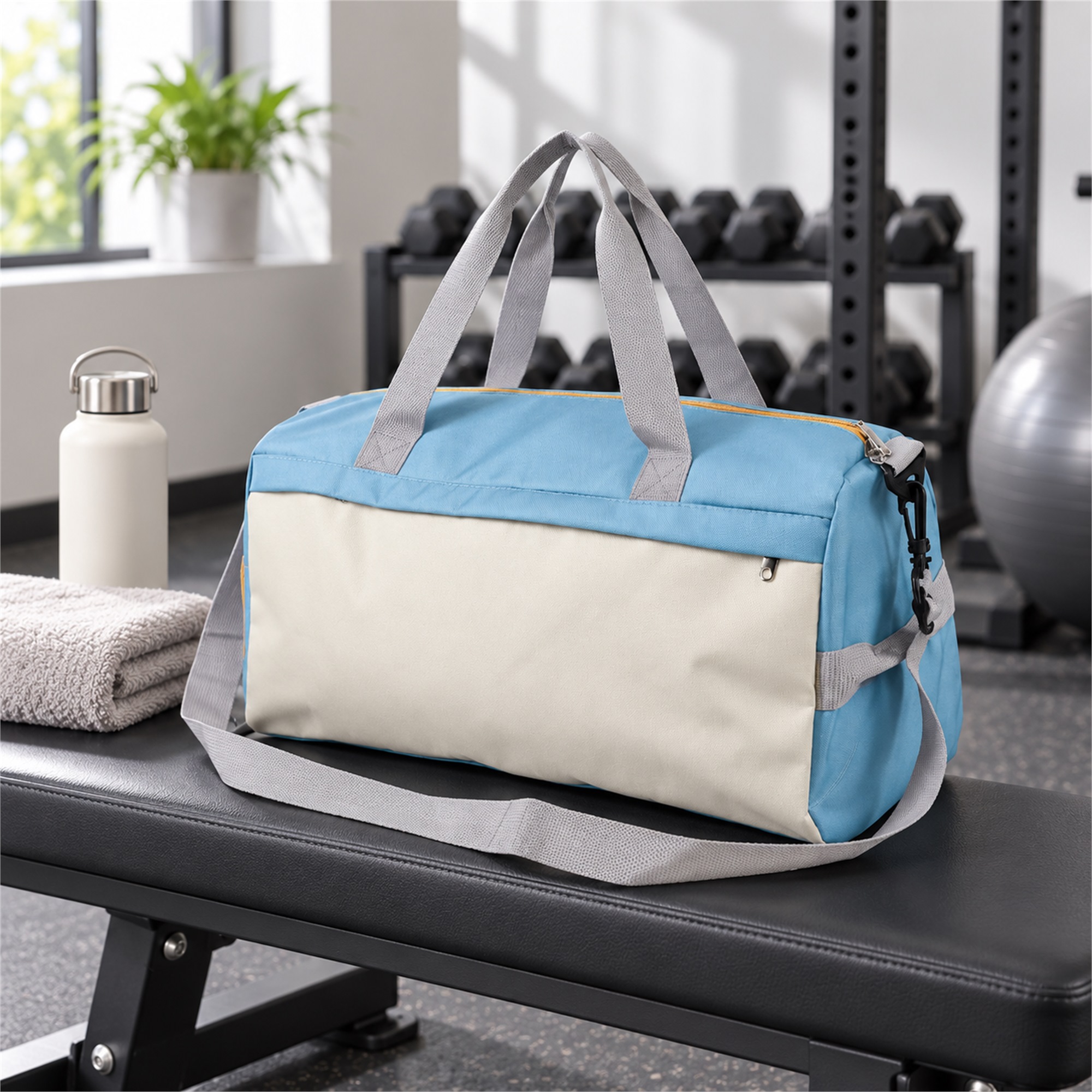 Custom Large Two-Tone Oxford Gym And Travel Duffel Bag lifestyle application
