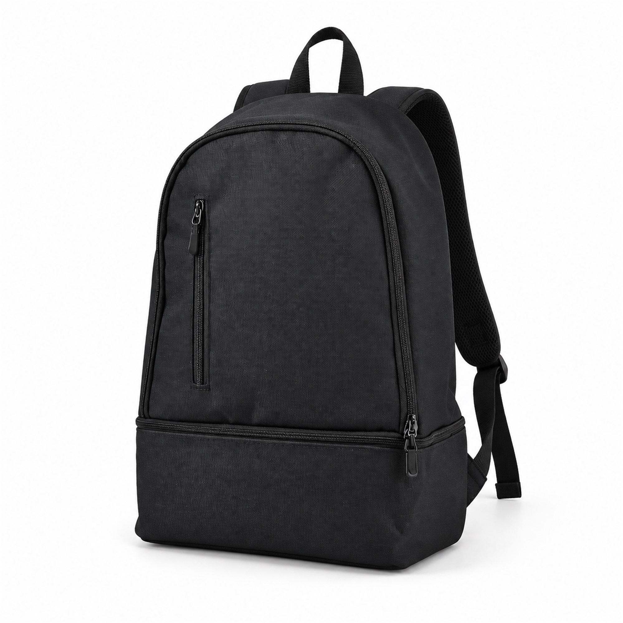 Custom Oxford Backpack With Separate Zippered Bottom Compartment front product view