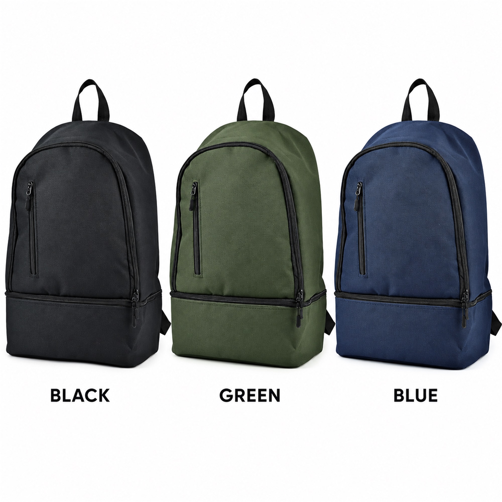 Custom Oxford Backpack With Separate Zippered Bottom Compartment available styles and colors