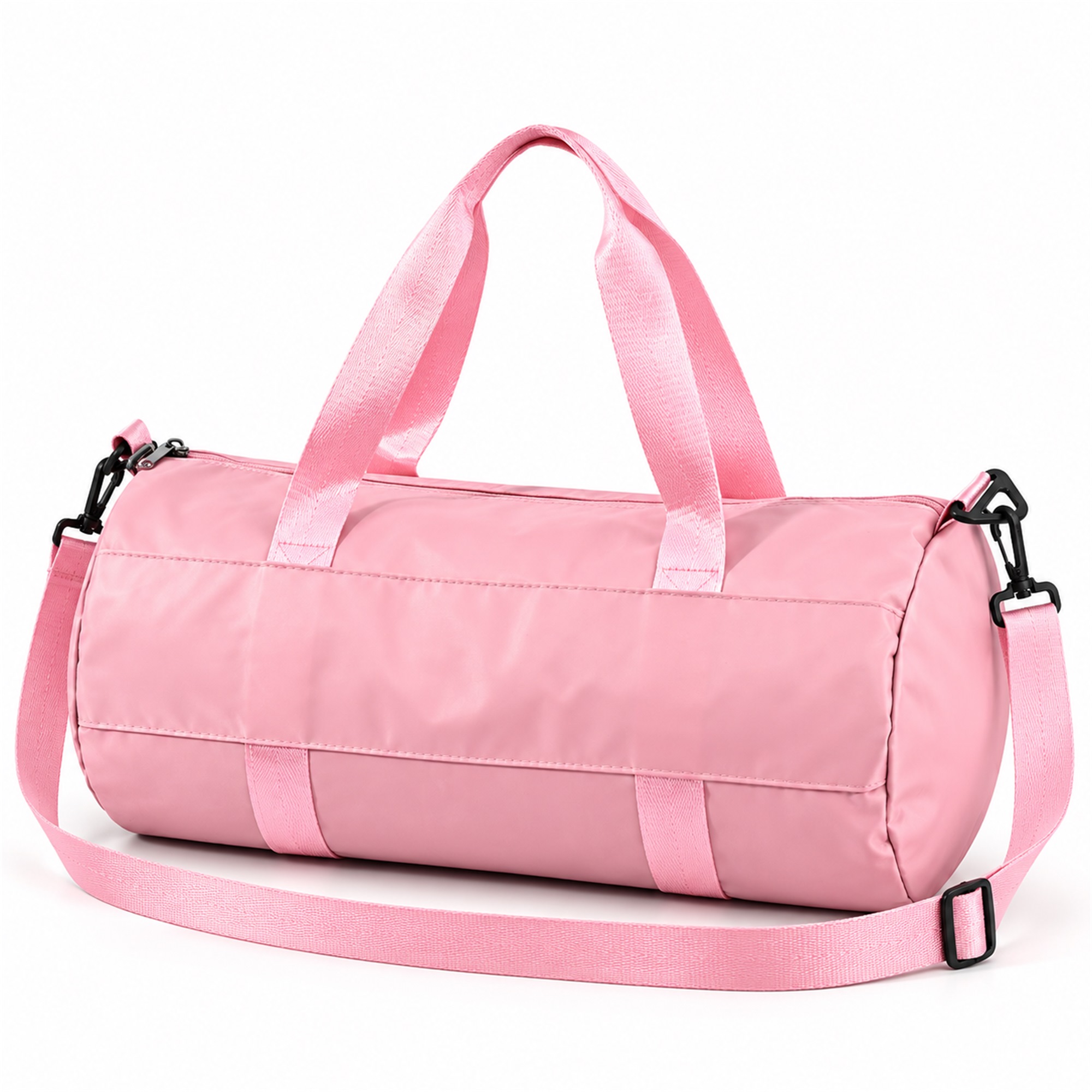 Pastel-Pink Nylon Barrel Gym And Travel Duffel front product view