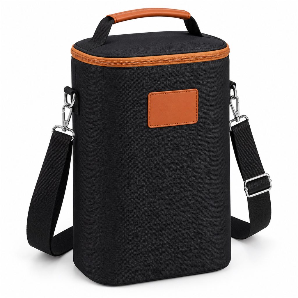 Vertical Two-Bottle Insulated Wine Carrier Bag front product view