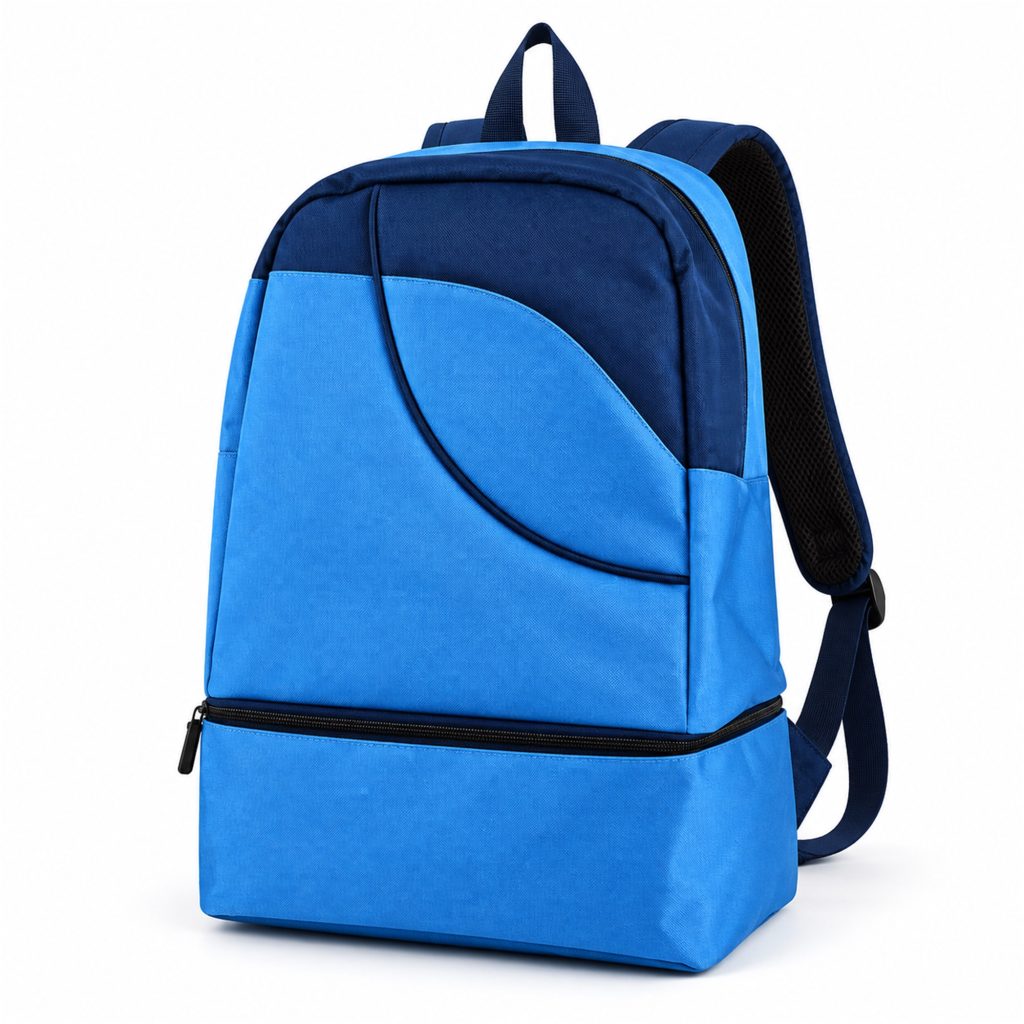 Custom Color-Block Athletic And Travel Backpack With Separate Bottom Compartment front product view