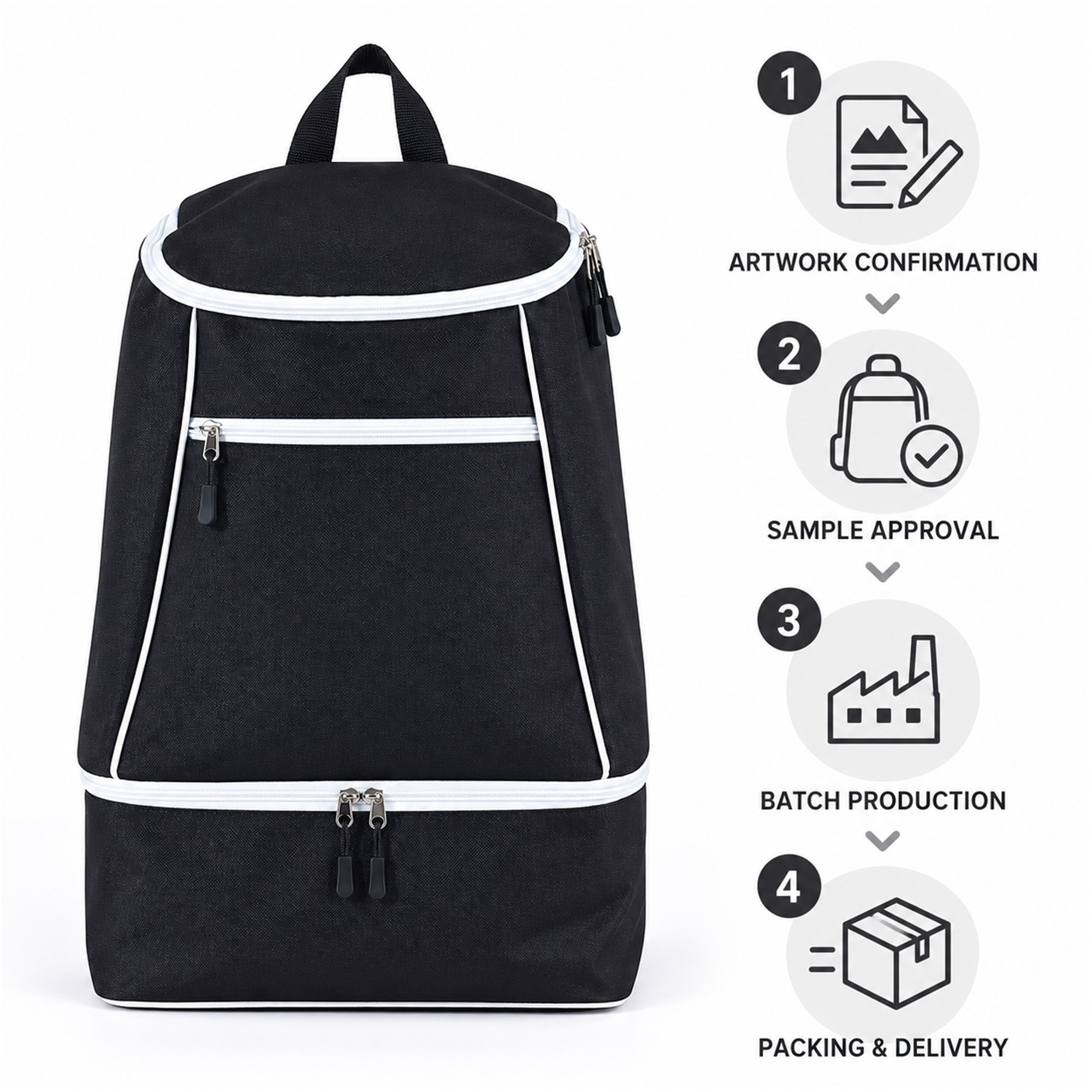 Custom Oxford Large-Capacity Travel Backpack With Front Pocket And Separate Bottom Compartment custom logo option
