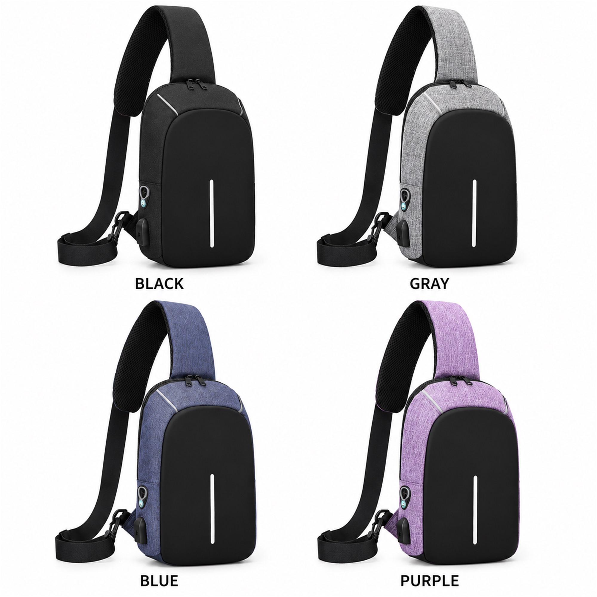 Custom Compact Vertical Men'S Sling Chest Bag With Molded Front Panel available styles and colors